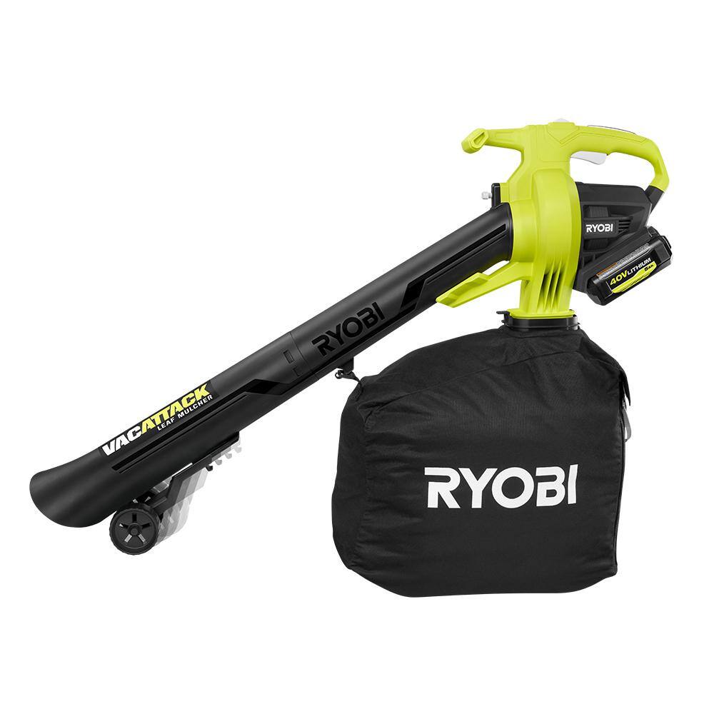 2025 RYOBI Aspirateur-Souffleur sans fil 40V Vac Attack aveRYOBI Aspiradora-Sopladora Inalámbrica 40V Vac Attack con Función Trituradora, (2) Baterías 5.0 Ah y Cargador - Modelo c Fonction Broyeur, (2) Batteries 5.0 Ah et Chargeur - Modèle RY40451-2B