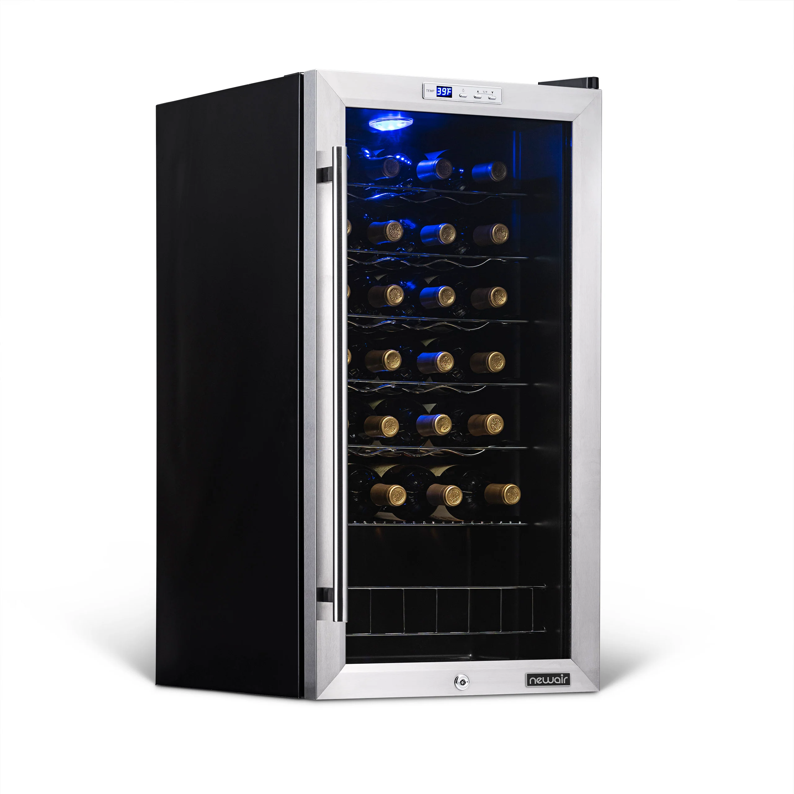 2025 Newair® Refrigerador de Vinos Independiente de Acero Inoxidable – 27 Botellas – 16,9
