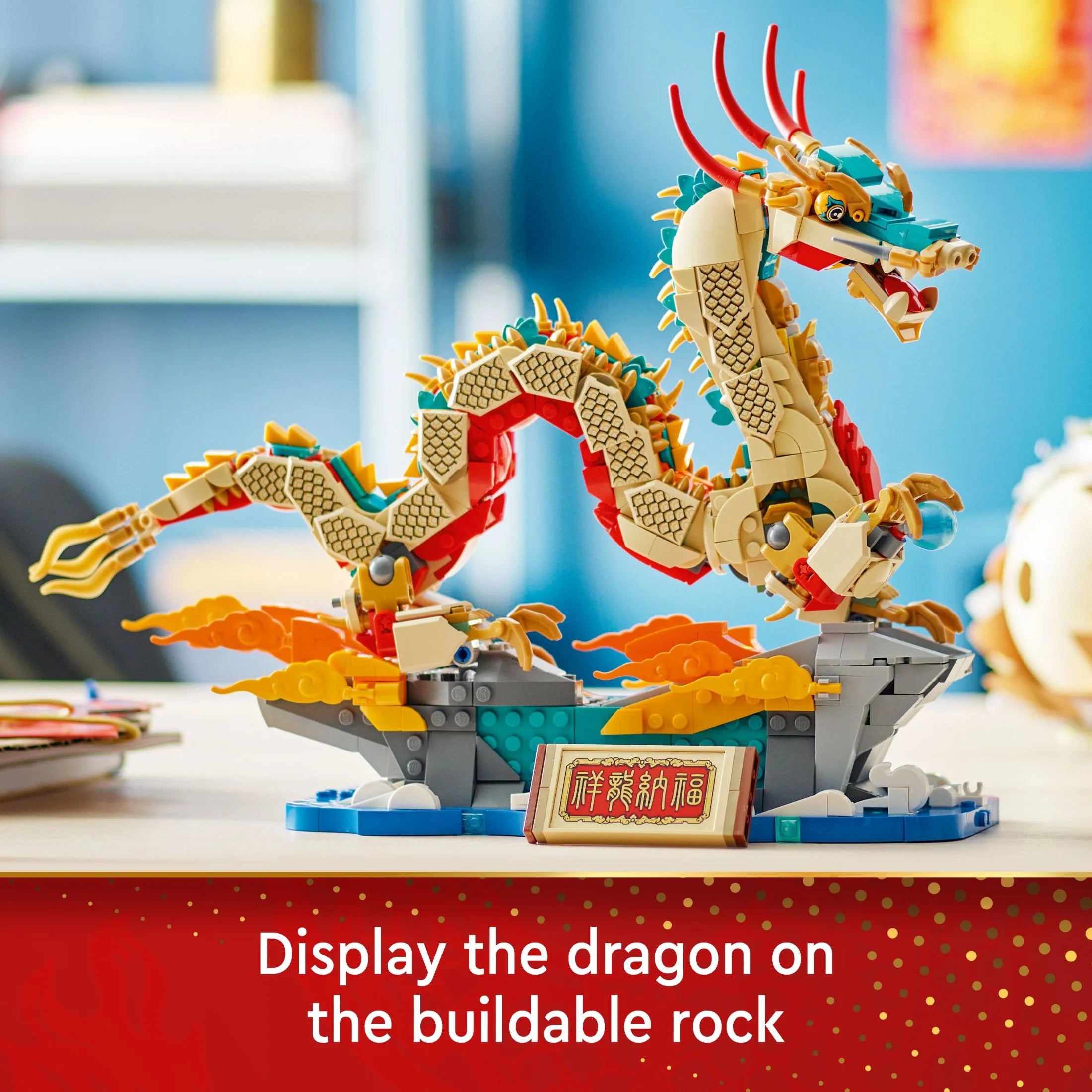 LEGO Festival de Primavera Dragón Auspicioso Figura Construible, Juguete Educativo para Niños, Set de Construcción de Dragón, Gran Decoración para el Festival de Primavera o Regalo Único para Niños y Niñas de 10 Años en Adelante, 80112