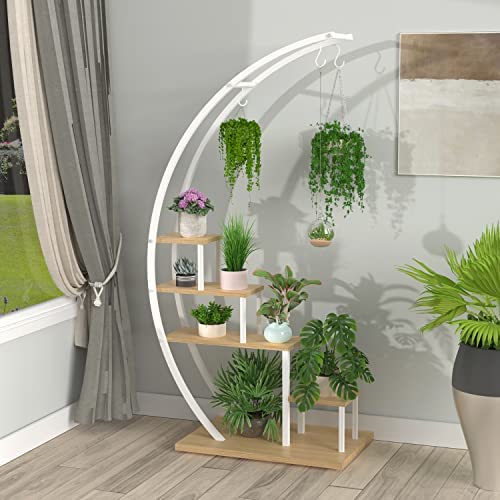 Soporte para Plantas de Metal Creativo con Forma de Media Luna, Estante Escalera para Macetas (Paquete de 2)