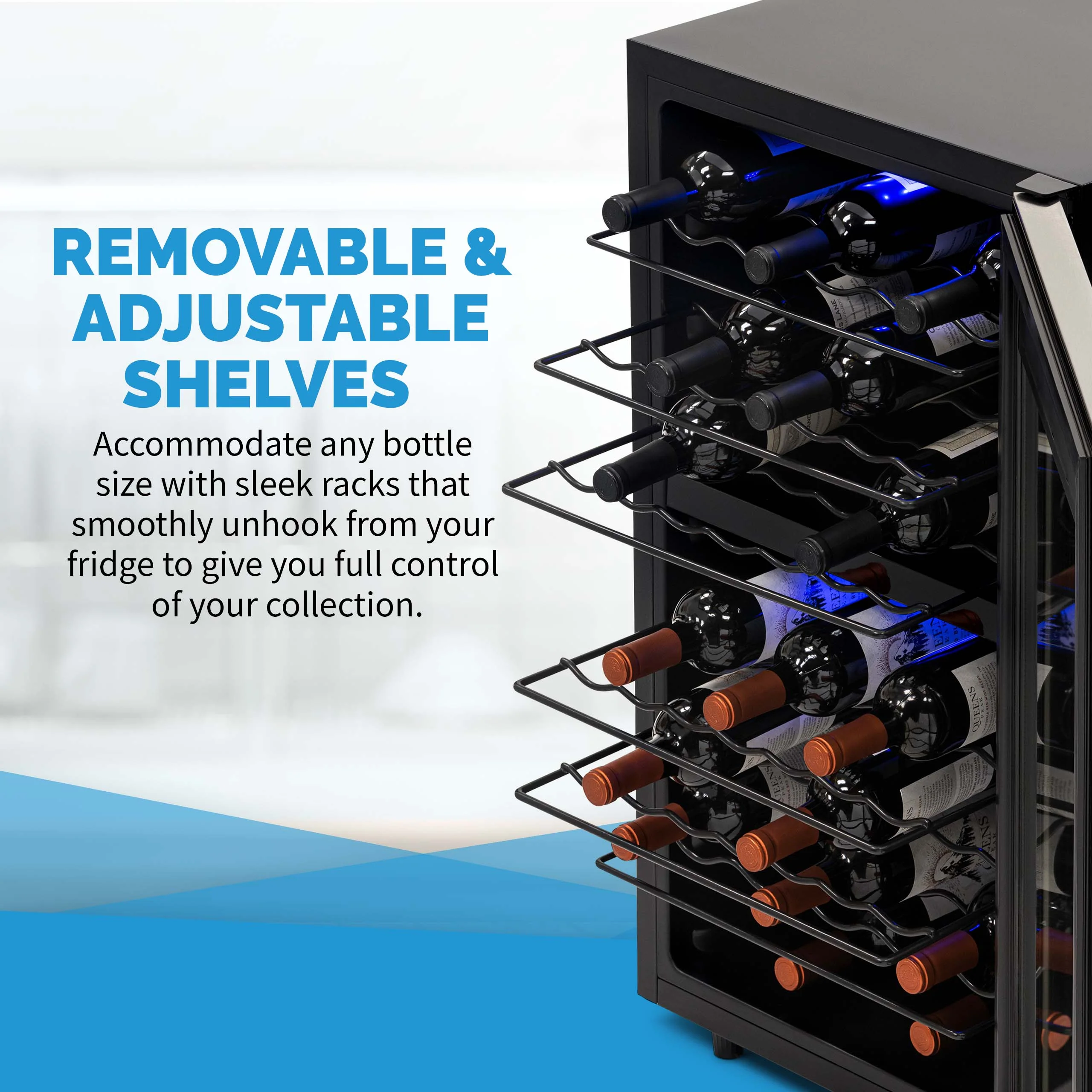 2025 Refrigerador de Vinos Independiente Newair® de Acero Inoxidable – 43 Botellas – 18,9