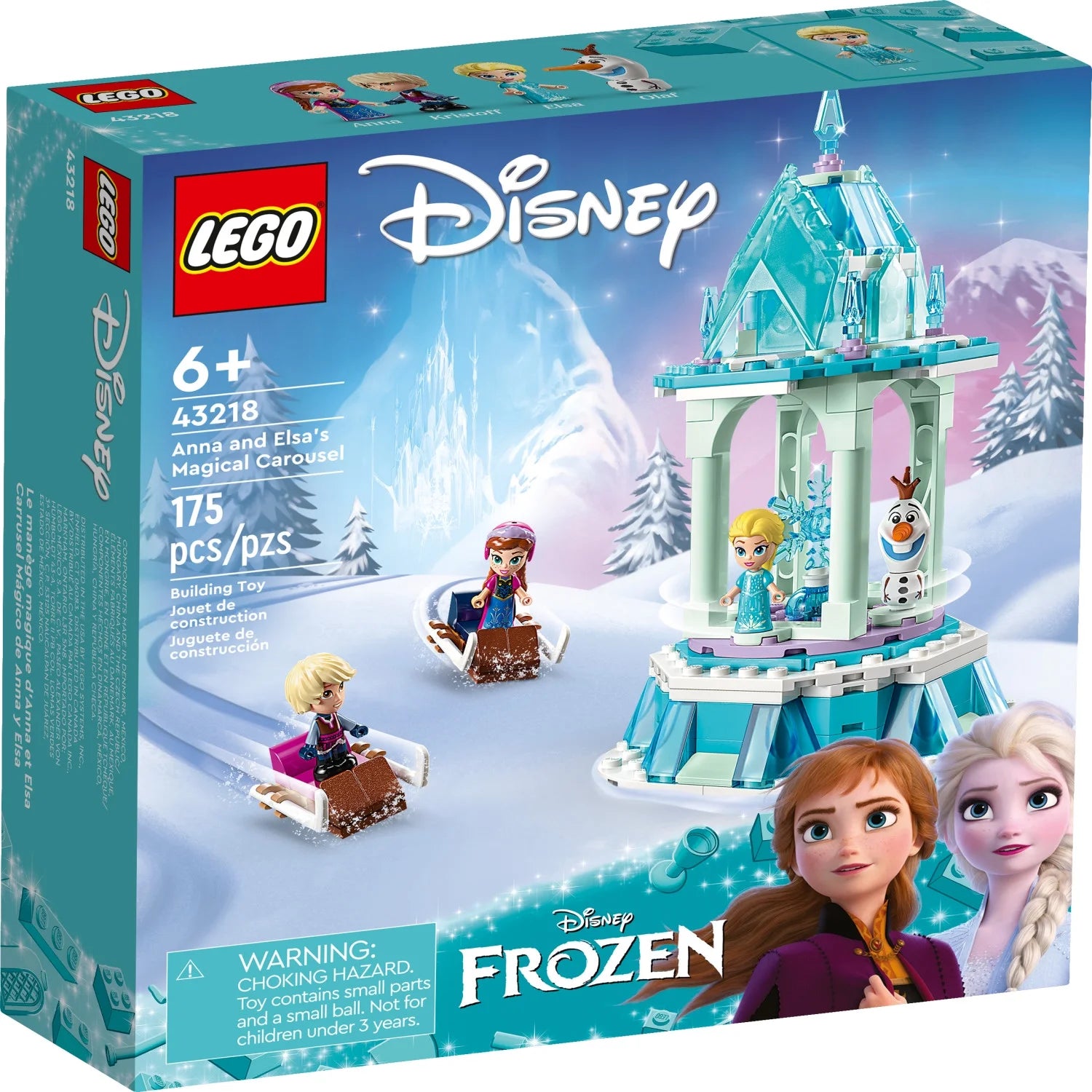 LEGO Disney Frozen Carrusel Mágico de Anna y Elsa 43218 Set de Construcción del Palacio de Hielo con Elsa, Anna y Olaf, Gran Regalo de Cumpleaños para Niños de 6 Años
