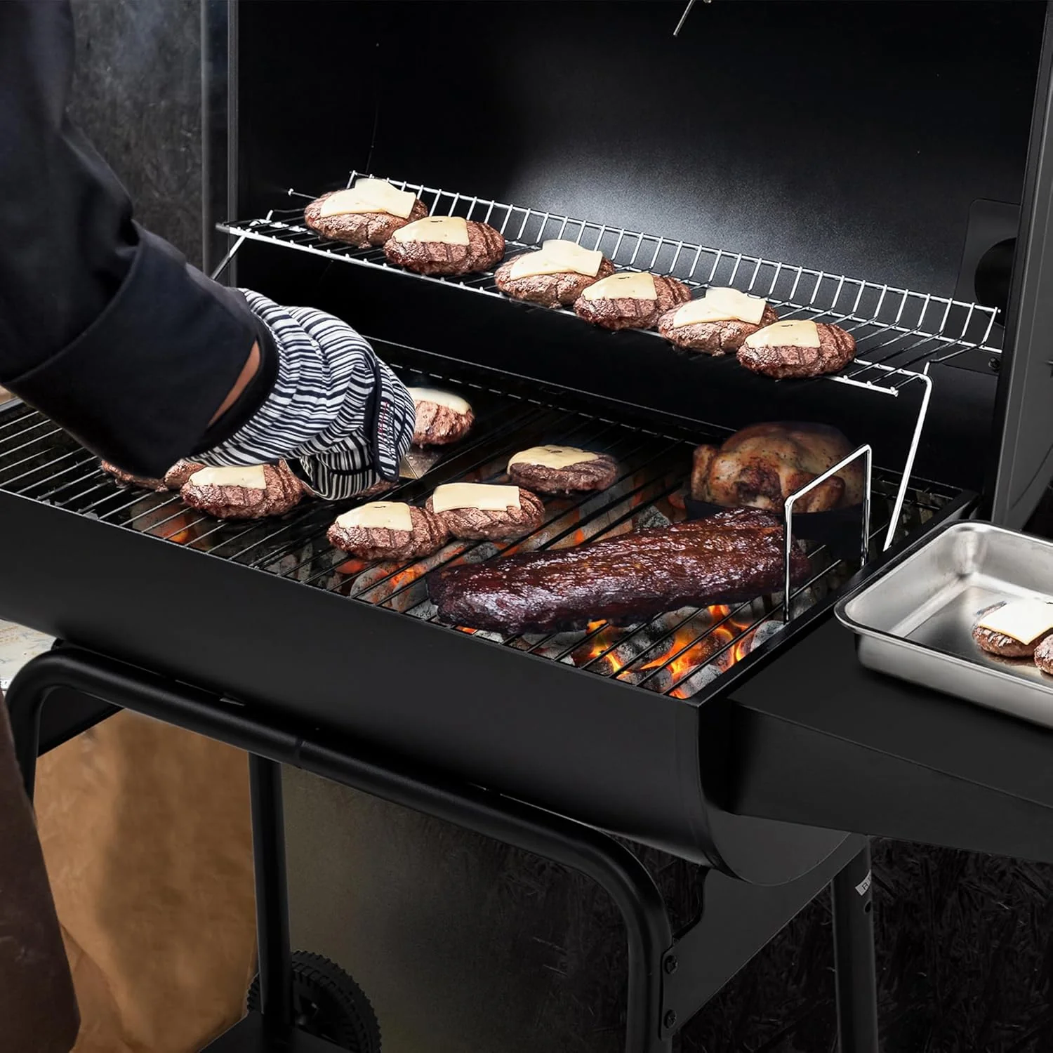 2025 Parrilla de carbón Royal Gourmet CC1830 de 30 pulgadas con mesa lateral, barbacoa exterior con 627 pulgadas cuadradas de espacio de cocción para jardín, terraza y fiestas, color negro