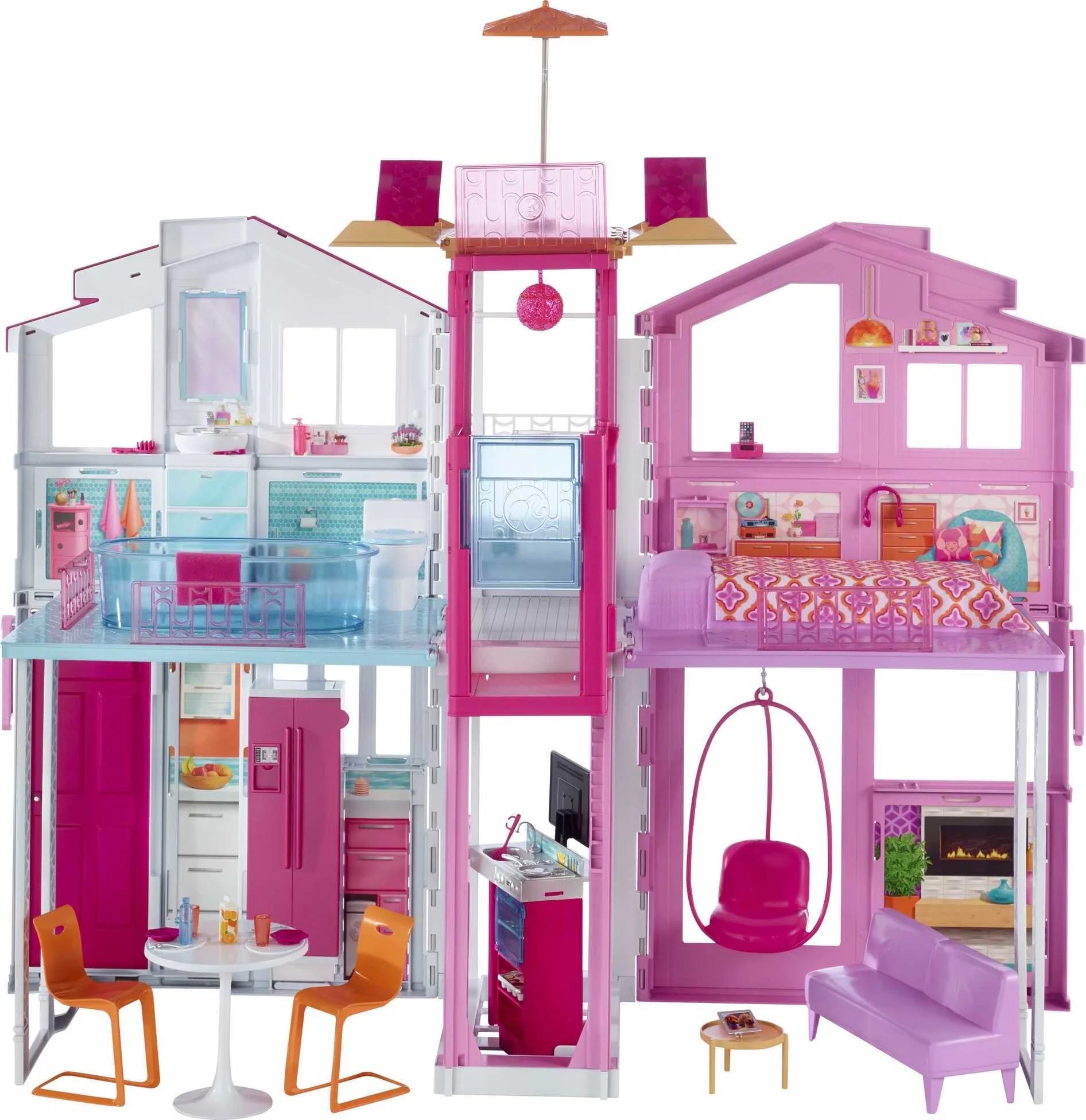 Casa de Tres Pisos Barbie, para edades de 3 años en adelante
