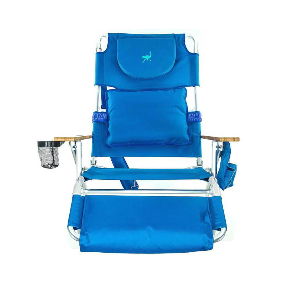 2025 Silla de Playa Ostrich Deluxe Padded 3-N-1 Reclining Lounge, Azul (Paquete de 4)