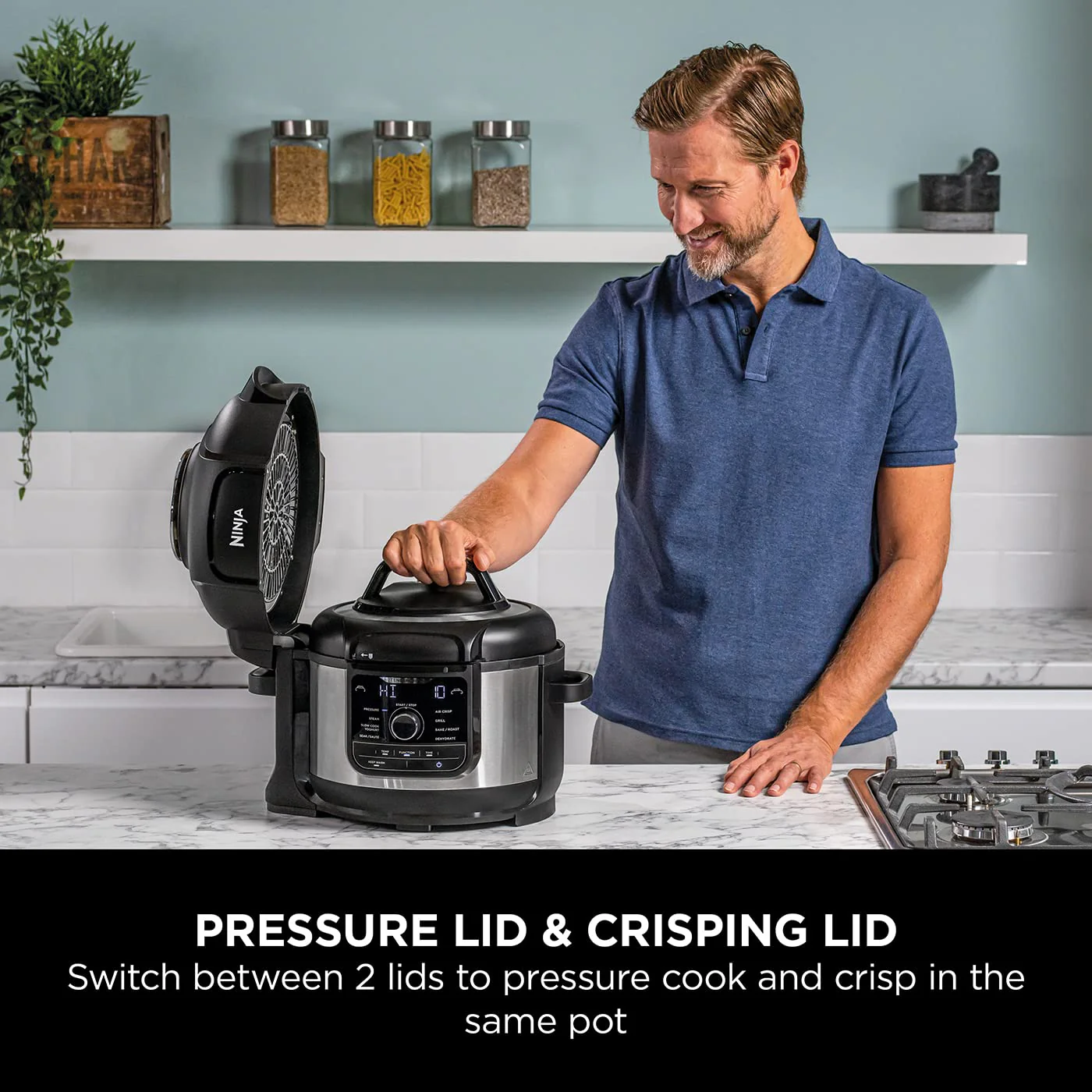 2025 Ninja Multicooker Foodi OP350UK, 9 en 1, 6 L, olla a presión eléctrica y freidora de aire, acero cepillado y negro