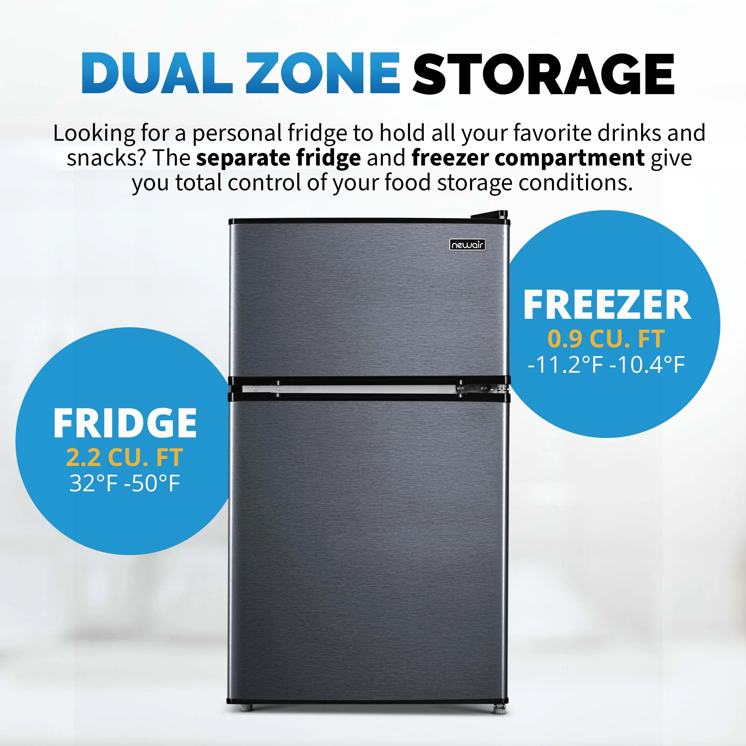 2025 Refrigerador Mini Bar Compacto Newair con Congelador – Negro (3,1 pies³)