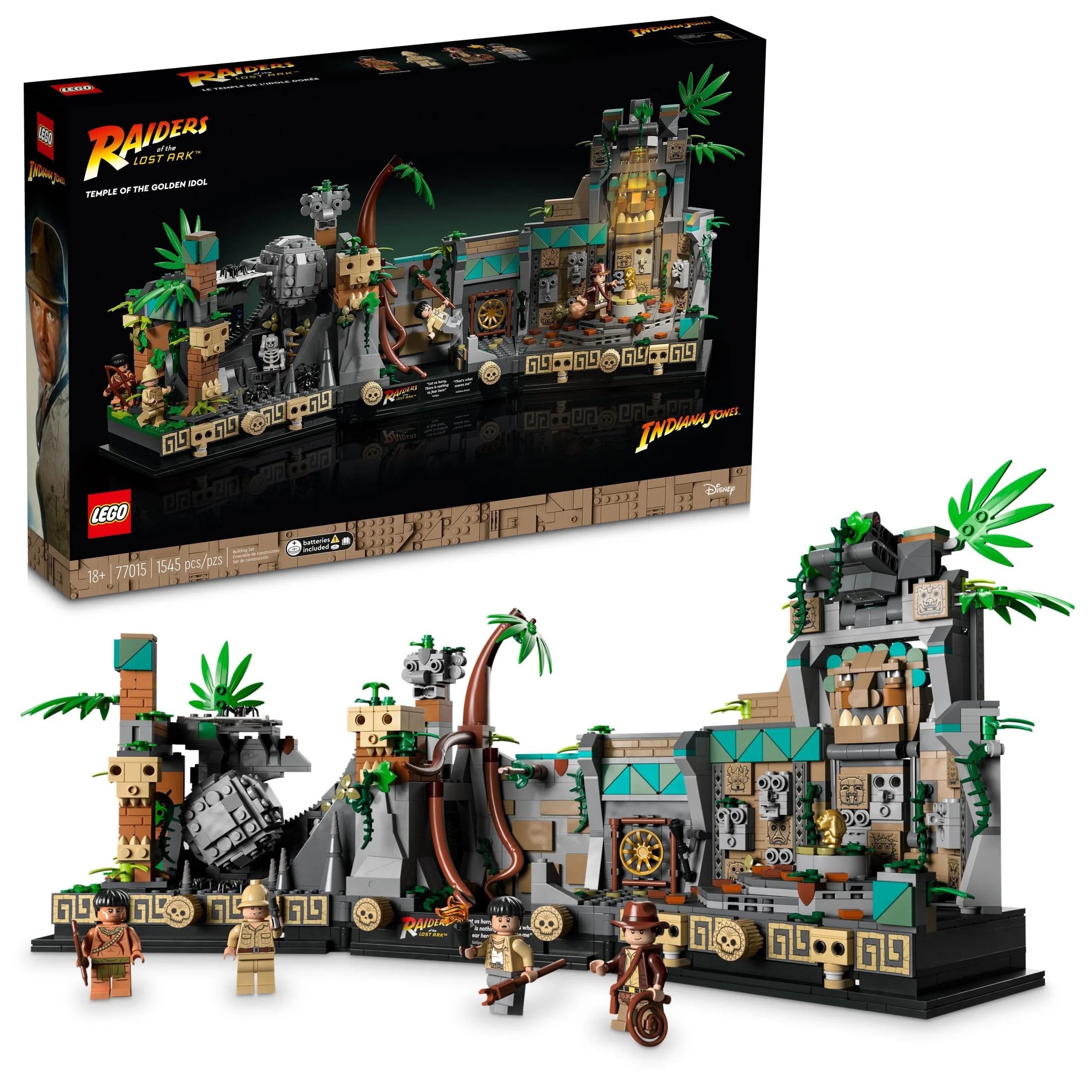 LEGO Indiana Jones Templo del Ídolo de Oro 77015 – Proyecto de Construcción para Adultos, Escena Icónica de la Película Los Cazadores del Arca Perdida, incluye 4 minifiguras: Indiana Jones, Satipo, Belloq y un Guerrero Hovitos