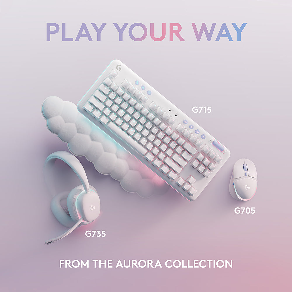 Logitech - G713 Colección Aurora TKL Teclado Mecánico para Juegos con Cable con Interruptores Lineales para PC/Mac con Reposamuñecas Incluido - Blanco Niebla