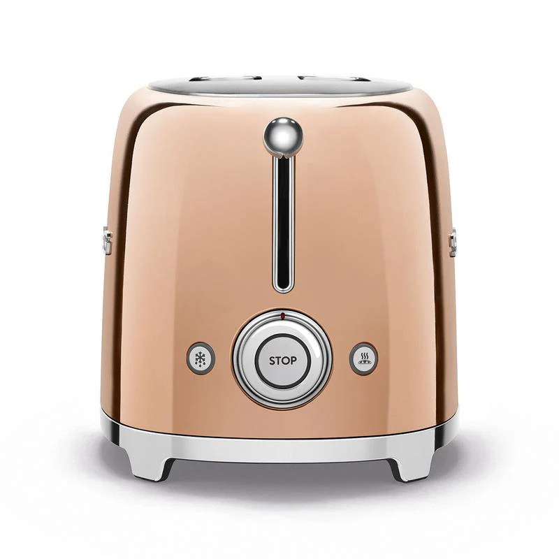 2025 Tostadora SMEG TSF01RGUK Retro 2 Rebanadas Estilo Años 50 – Oro Rosa