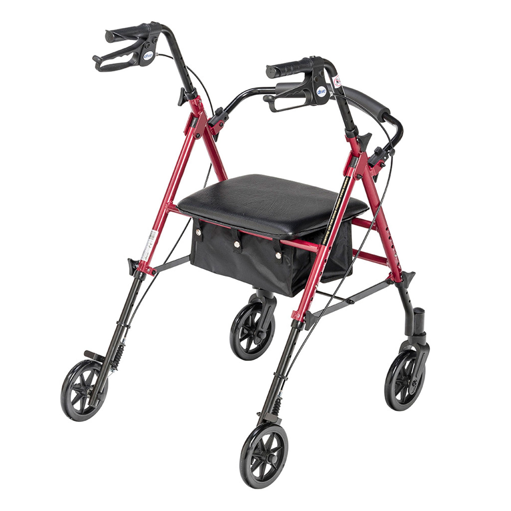 2025 Andador de altura ajustable en aluminio con ruedas de 15 cm, rojo – Drive Medical