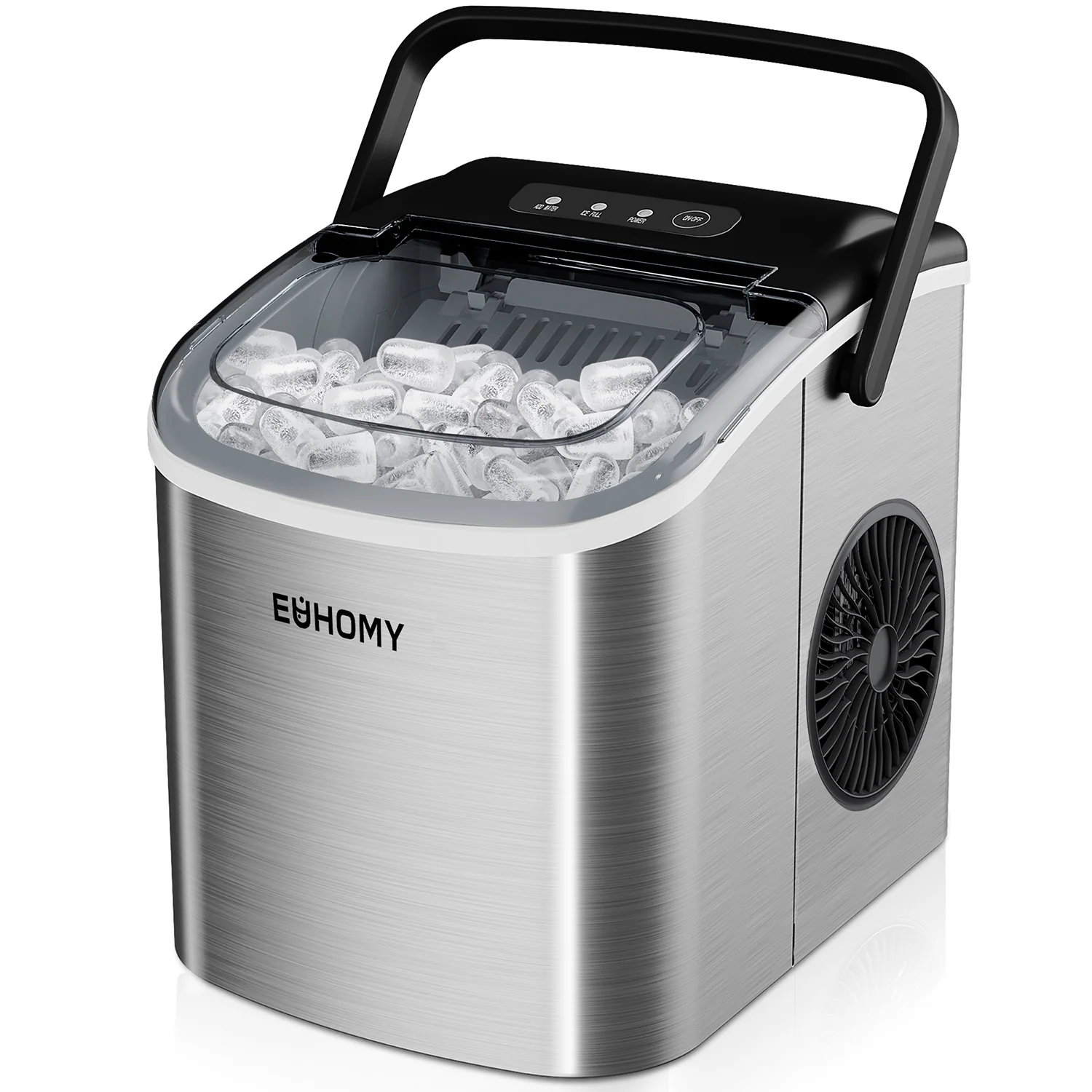 2025 Máquina de hielo portátil EUHOMY Silver Bullet de 12'' con asa – Eficiencia energética
