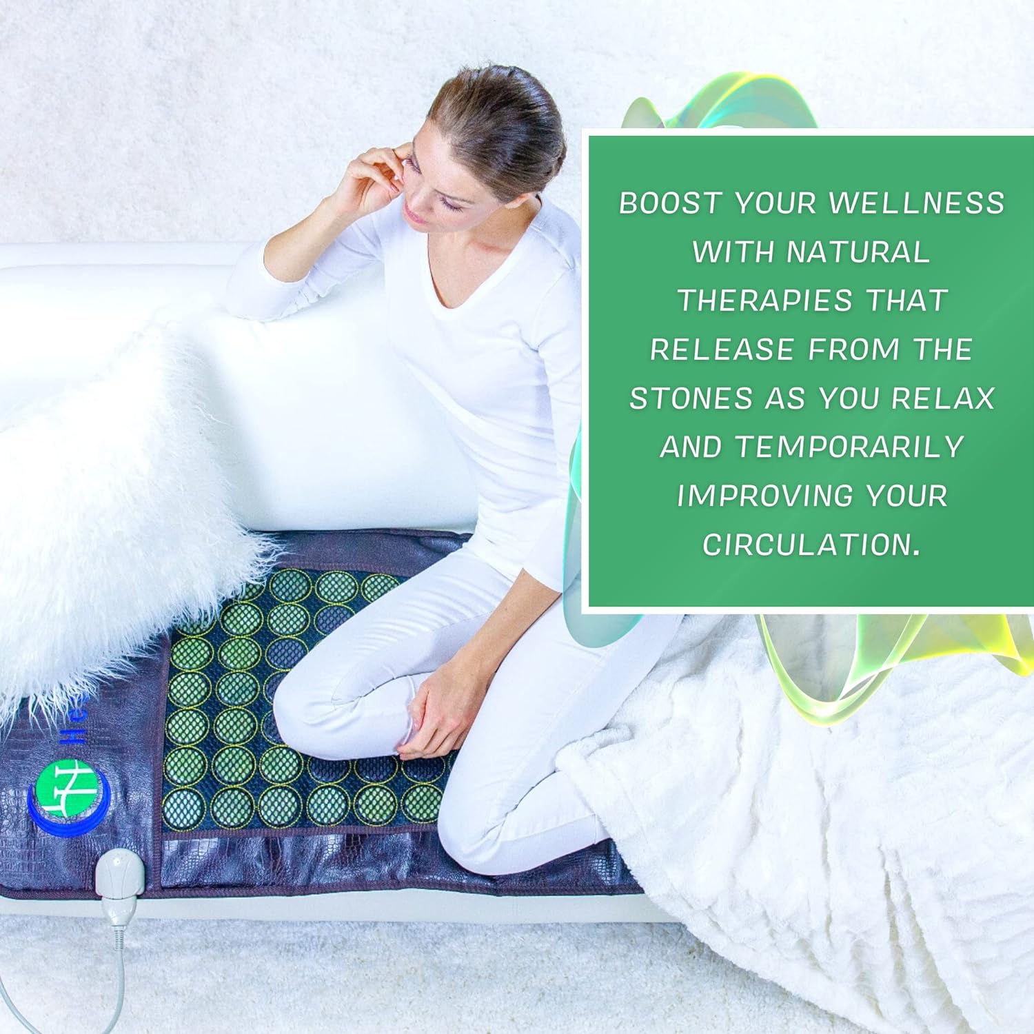 Almohadilla de Calefacción HealthyLine de Infrarrojos Lejanos – Piedras Calientes de Jade y Turmalina – Iones Negativos – Tapete de Malla JT Completo 7224 Soft Light InfraMat Pro®
