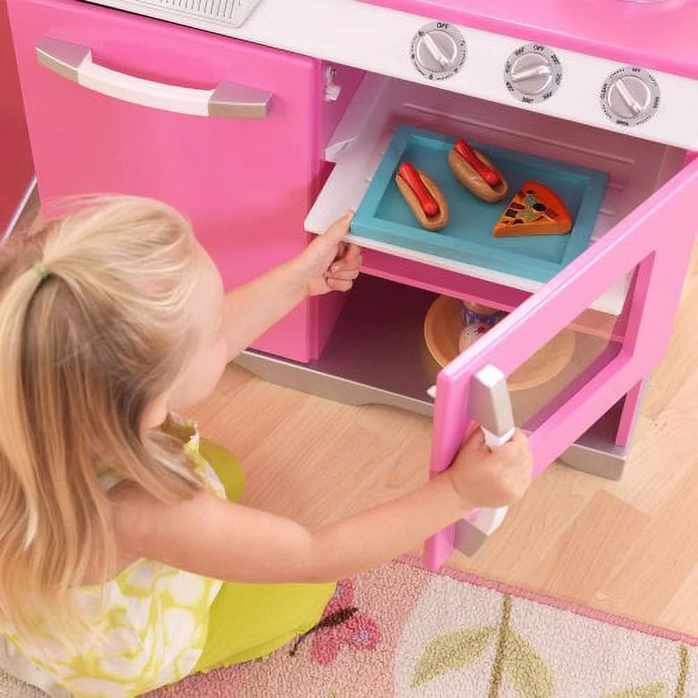 Cocina Retro KidKraft y Refrigerador en Rosa