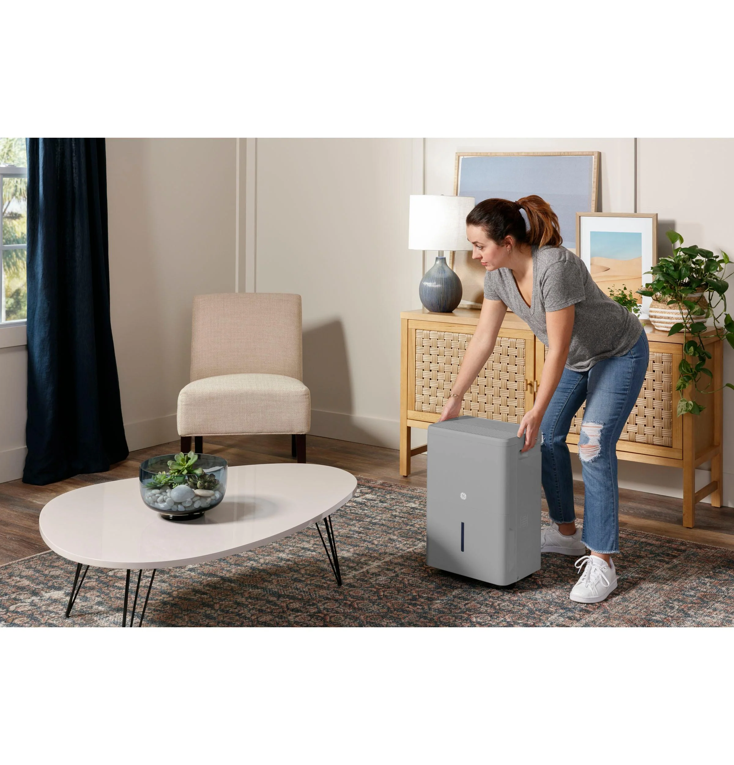 2025 GE Appliances AWHR50LB – Deshumidificador Portátil Inteligente con Smart Dry y Wi-Fi Integrado, Certificado Energy Star®