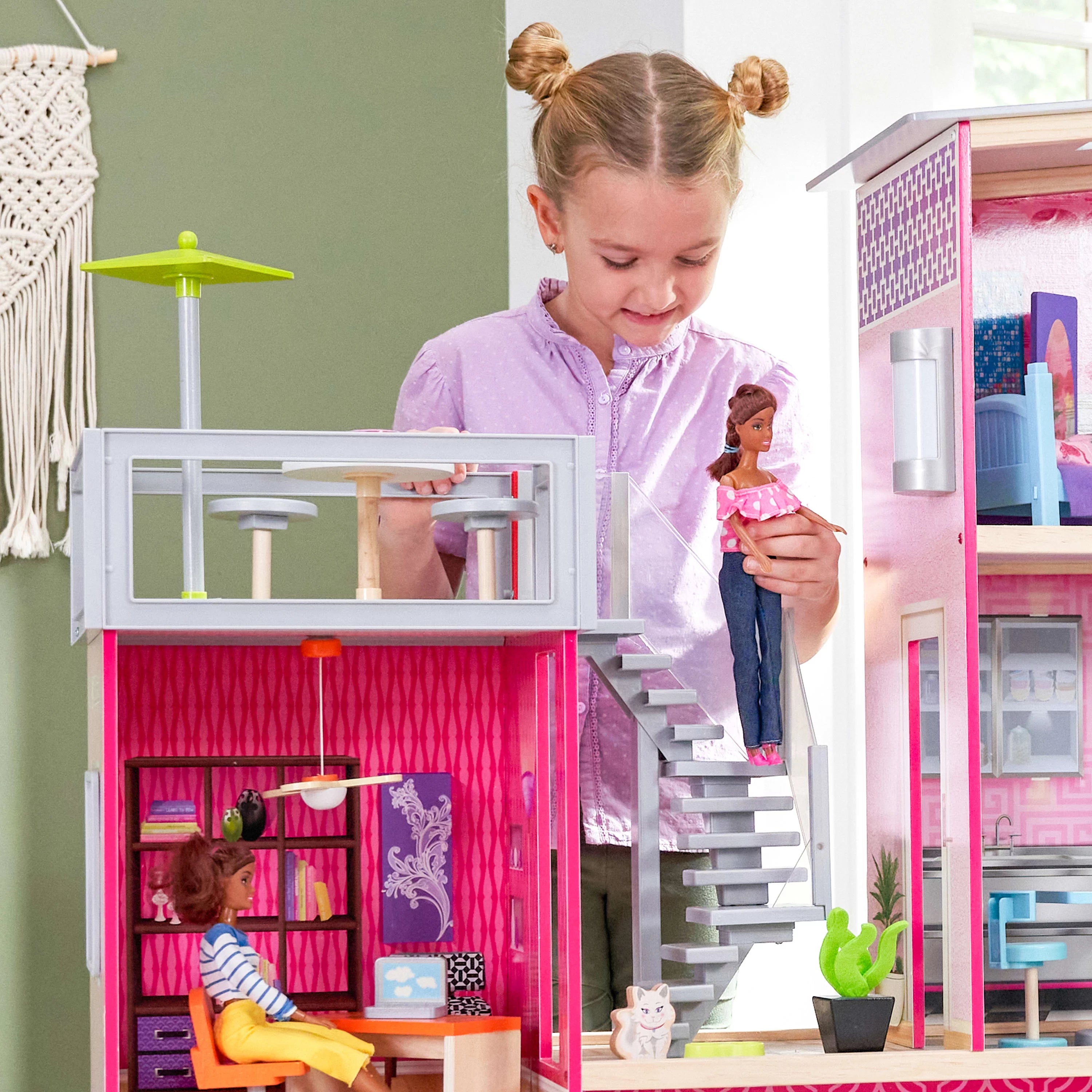 Casa de Muñecas KidKraft Uptown de Madera con 36 Accesorios, para Niños a partir de 4 años