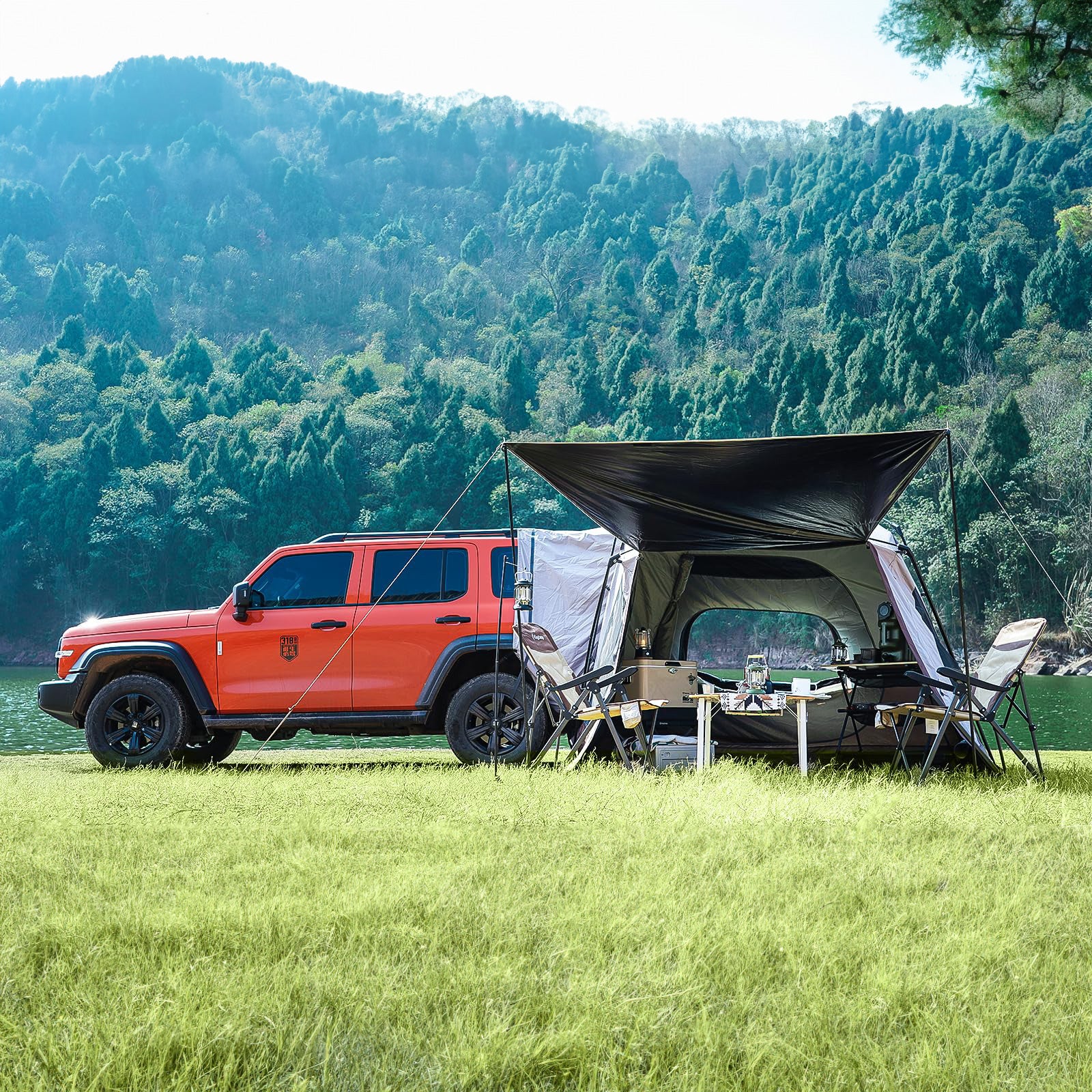 2025 KingCamp Hawly – Tienda familiar moderna y autoportante con altura interior de 228 cm y función de acoplamiento para vehículos