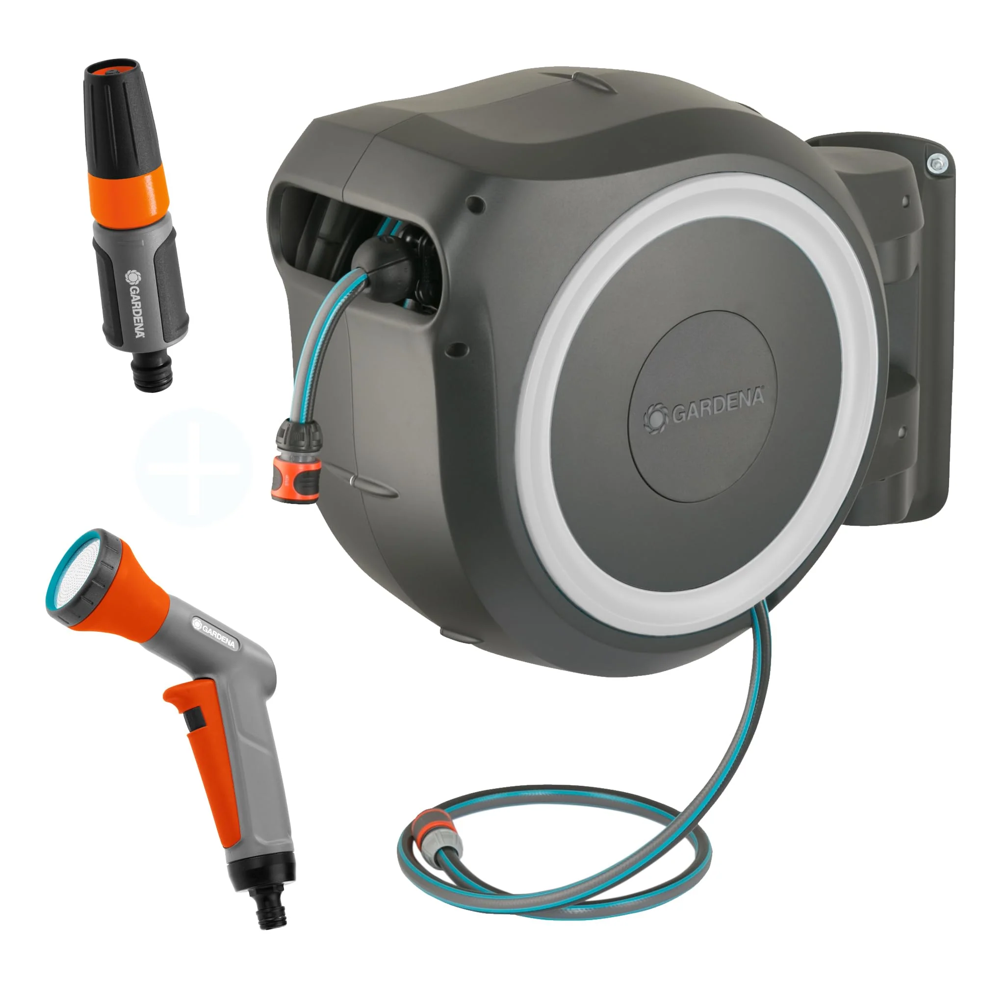 2025 Caja para Manguera de Pared Gardena RollUp XL 35 m Edición Exclusiva: Riego Flexible para Jardines Grandes, Caja Giratoria con Manguera de 35 m, Ducha y Pulverizador de Limpieza (18632-60)