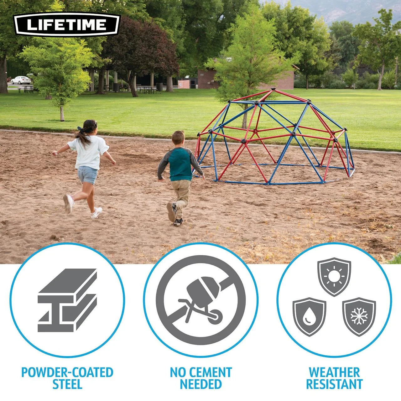 Lifetime Cúpula para Escalar al Aire Libre para Niños, 5 pies de Alto x 10 pies de Ancho, Rojo y Azul (101301)
