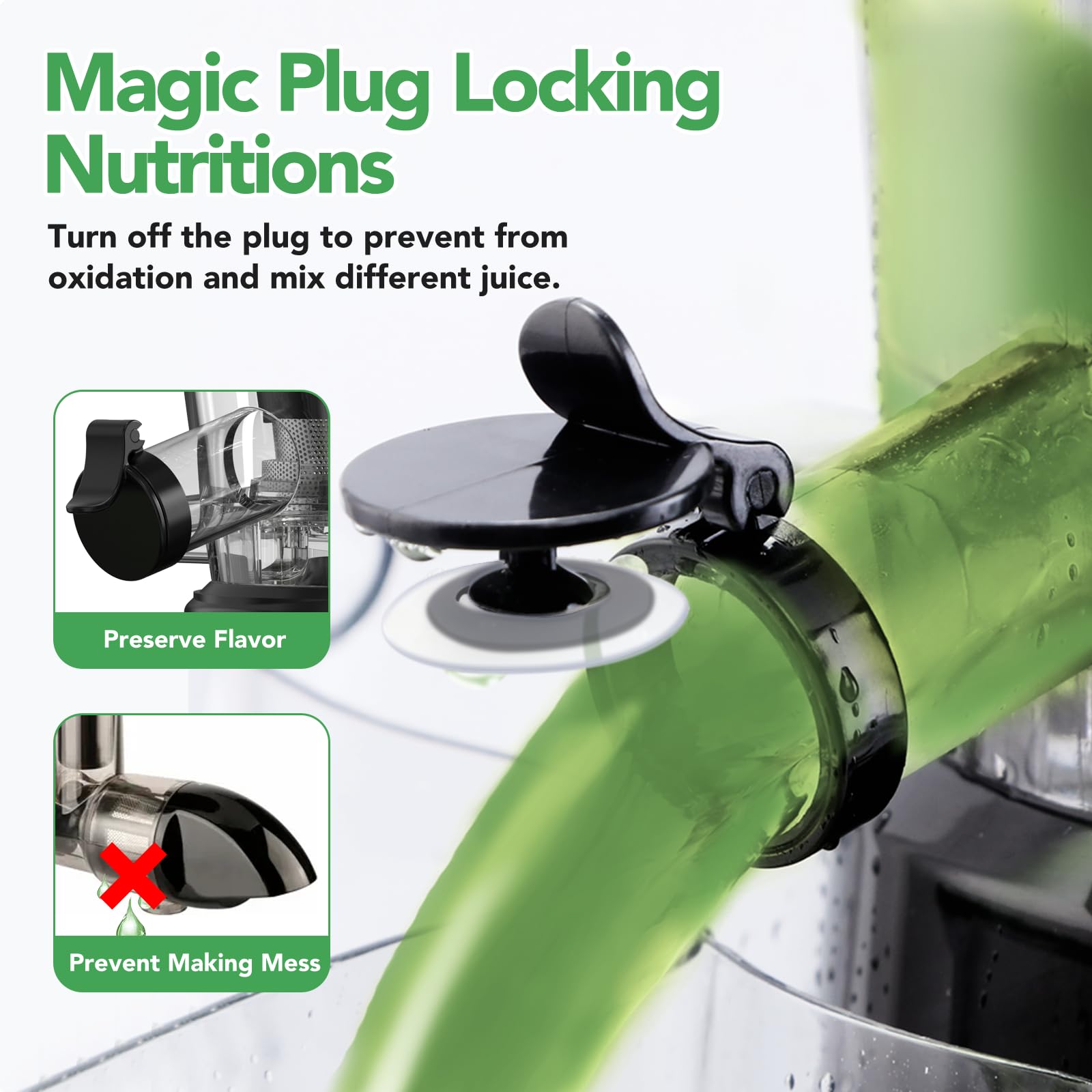 2025 Aeitto Extractor de Jugos Vertical de Masticado Lento para Frutas y Verduras, Portátil