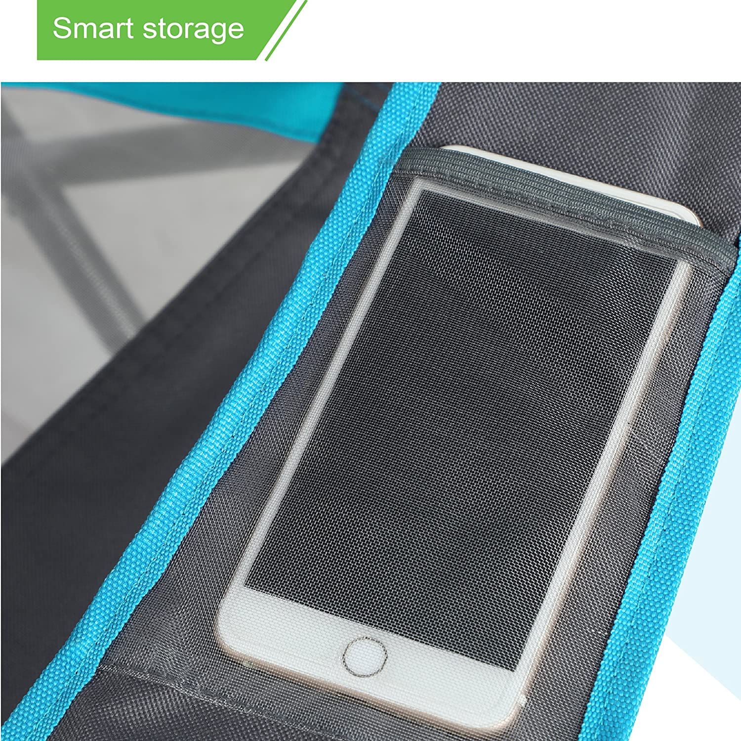 Silla de Lounge con Toldo Resistente ALPHA CAMP para Sol, para Senderismo y Viajes, con Portavasos, Azul Esmaltado