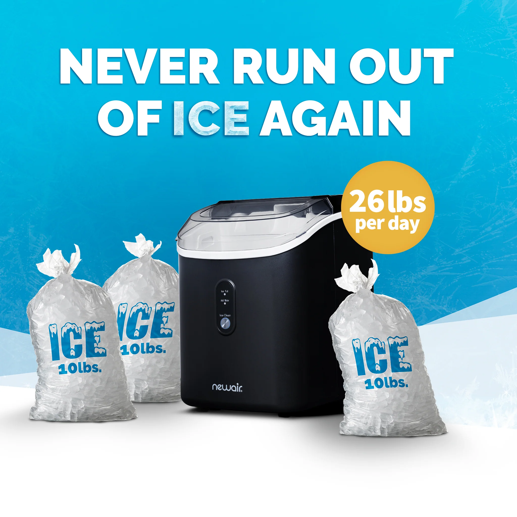 2025 Máquina de Hielo en Trozos de Mostrador Newair® – 33 lb/día