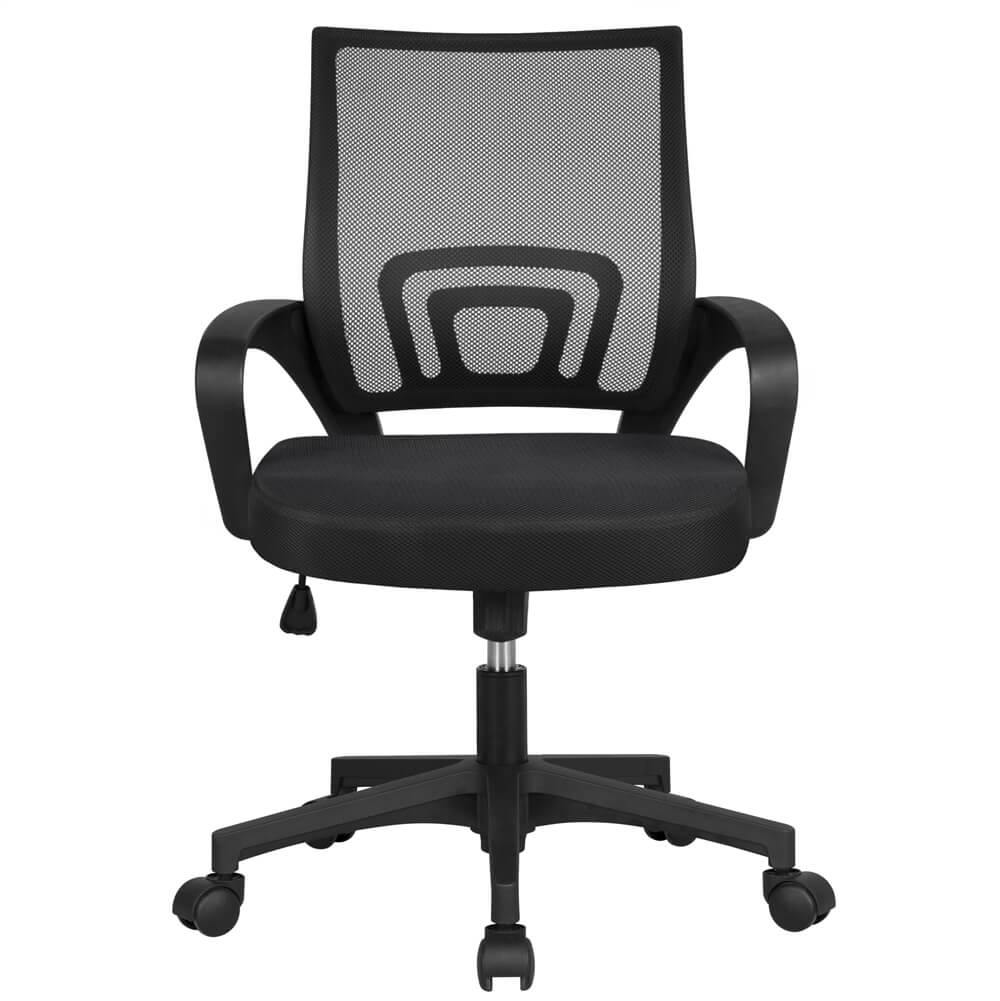 Silla de Oficina Yaheetech con Respaldo Medio – Silla Ergonómica de Malla con Altura Ajustable, Soporte Lumbar y Ruedas Giratorias 360°, Capacidad de Carga 125 kg