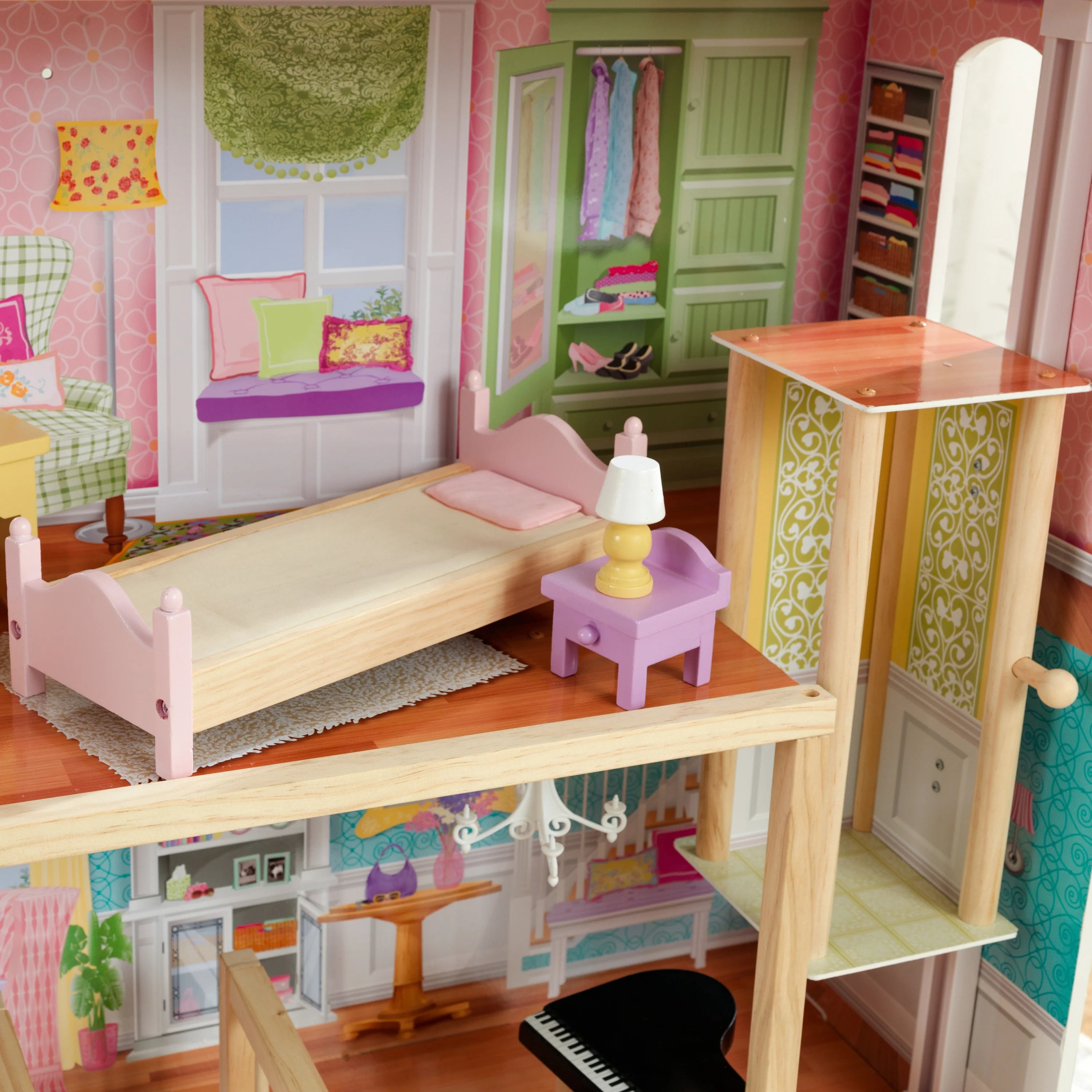 Casa de Muñecas de Madera KidKraft Grand View Mansion con 34 Accesorios, A partir de 3 años