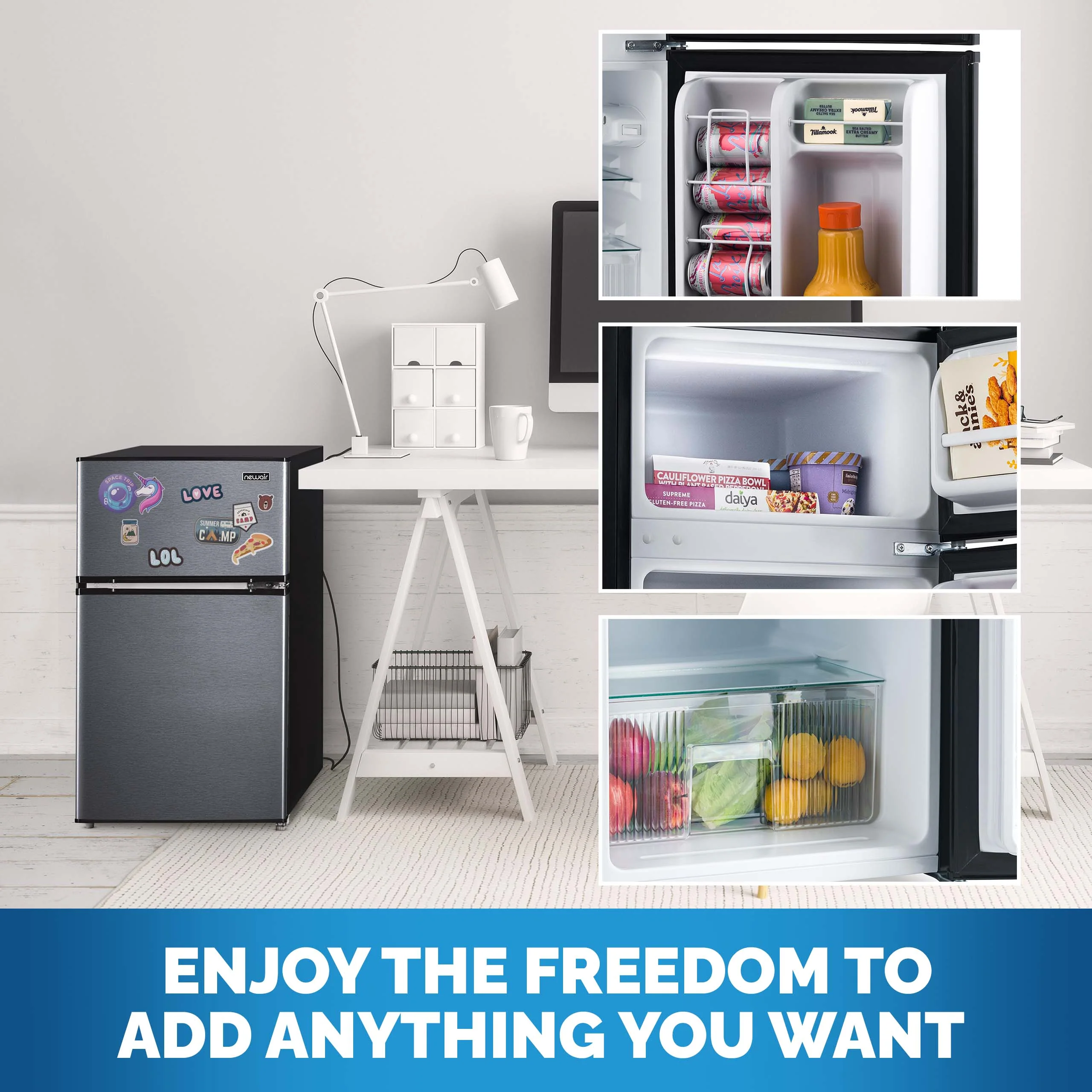 2025 Refrigerador Mini Bar Compacto Newair con Congelador – Negro (3,1 pies³)