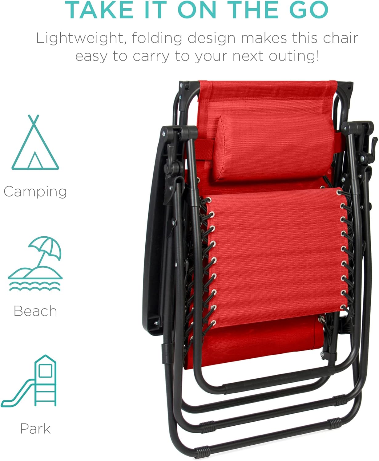 Best Choice Products – Silla Reclinable de Patio con Gravedad Cero, Ajustable y Plegable para Exteriores con Dosel, Almohada Cervical y Bandeja Lateral, Textileno – Azul Pavo Real