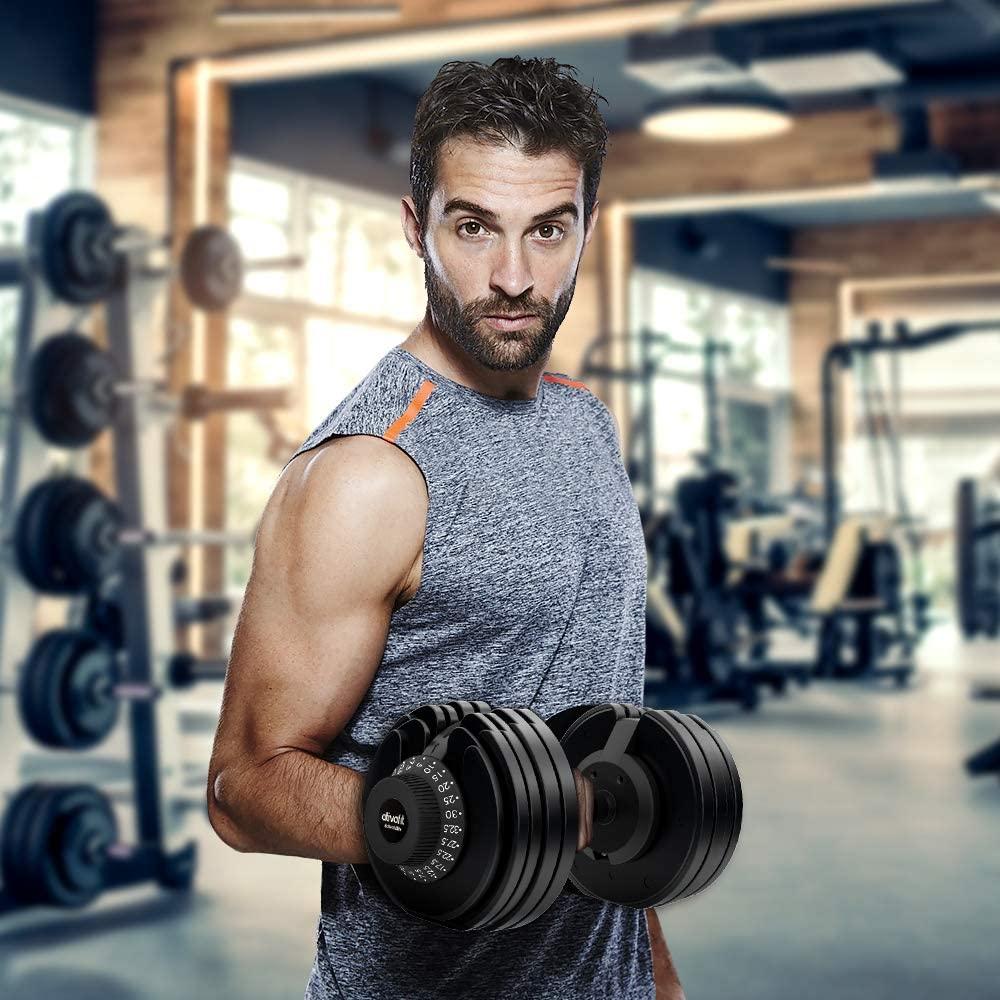 Mancuerna Ajustable Ativafit con Dial de Peso, Mango y Placas para Gimnasio en Casa – Nota: Unidad Individual (71.5 lbs)