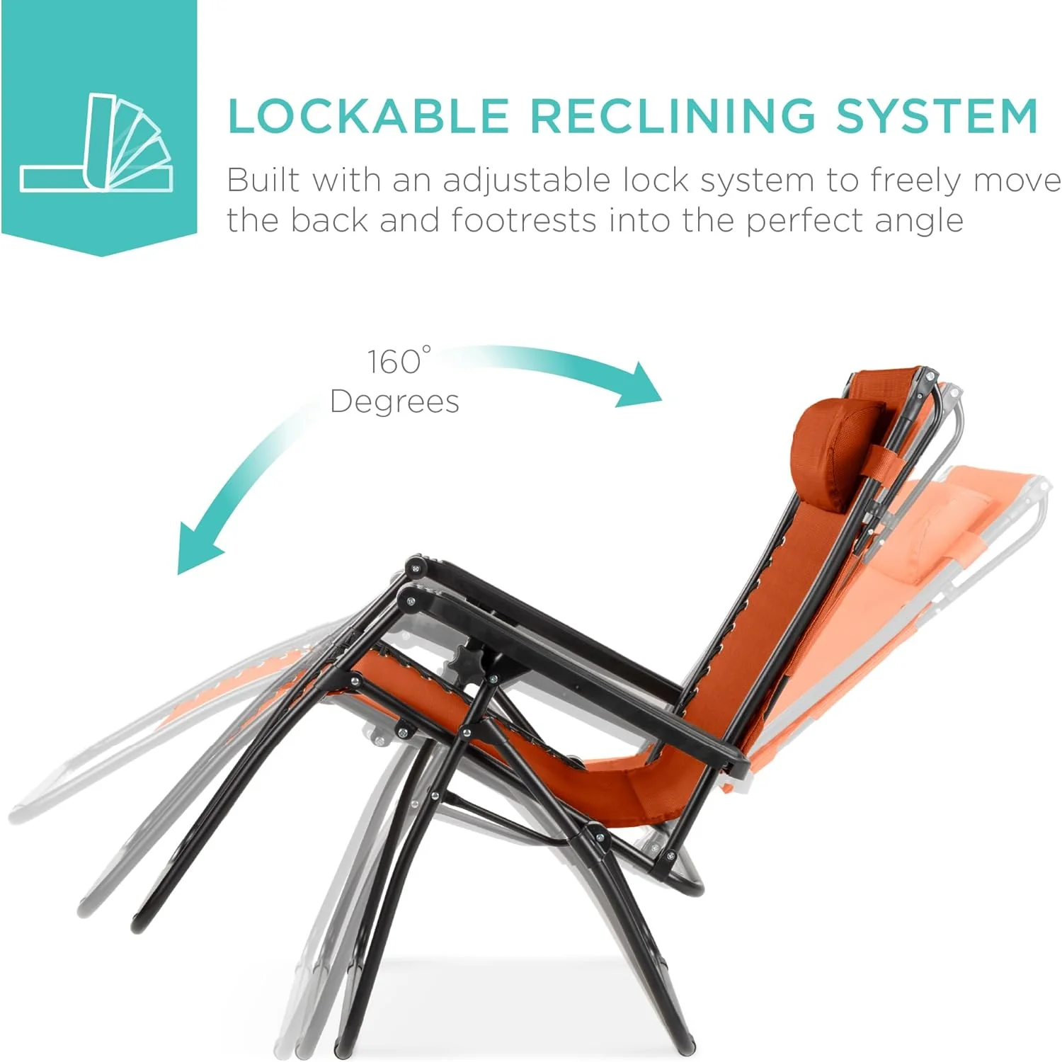 Best Choice Products – Silla Reclinable de Patio con Gravedad Cero, Ajustable y Plegable para Exteriores con Dosel, Almohada Cervical y Bandeja Lateral, Textileno – Azul Pavo Real