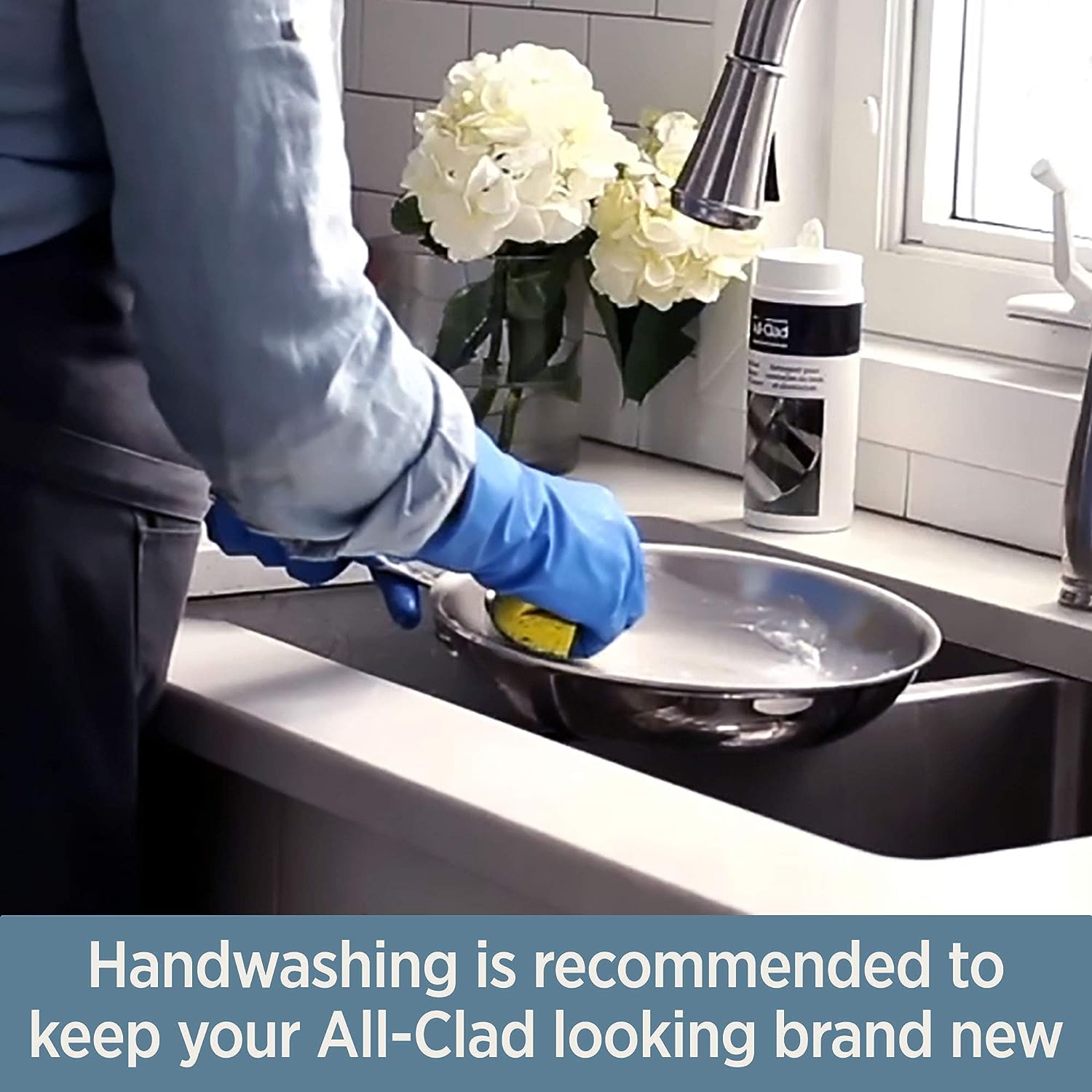 All-Clad D3 Sartén para Saltear de Acero Inoxidable de 3 Capas, 6 Cuartos, Compatible con Inducción, Horno y Grill hasta 600°F, Ollas y Sartenes, Color Plateado