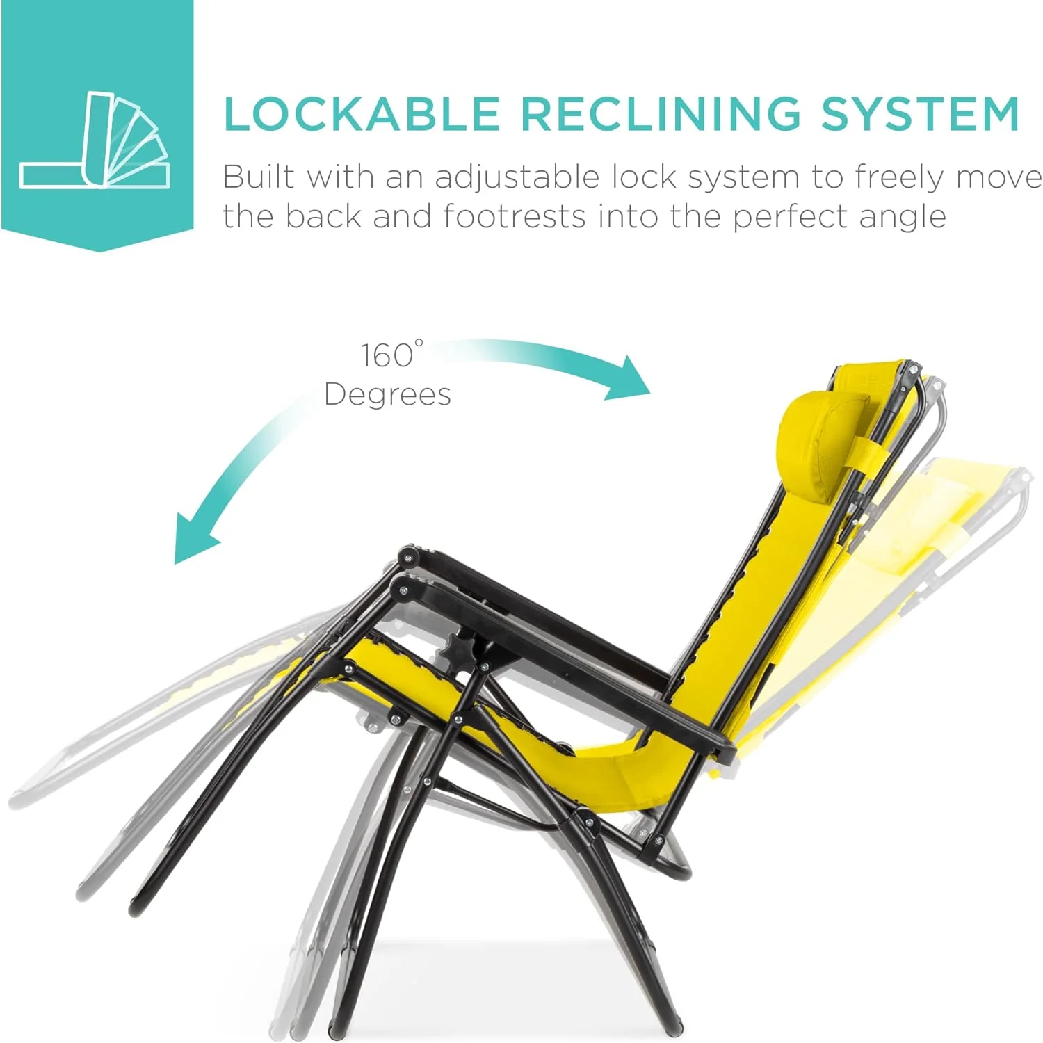 Best Choice Products – Silla Reclinable de Patio con Gravedad Cero, Ajustable y Plegable para Exteriores con Dosel, Almohada Cervical y Bandeja Lateral, Textileno – Azul Pavo Real