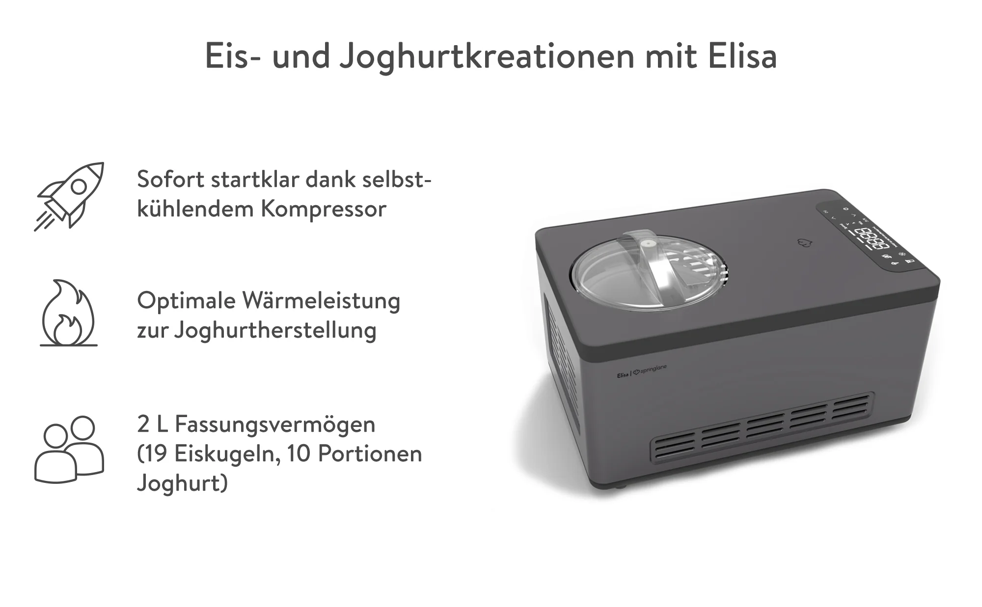 2025 Heladera Elisa 2,0 litros – Negra o Plateada