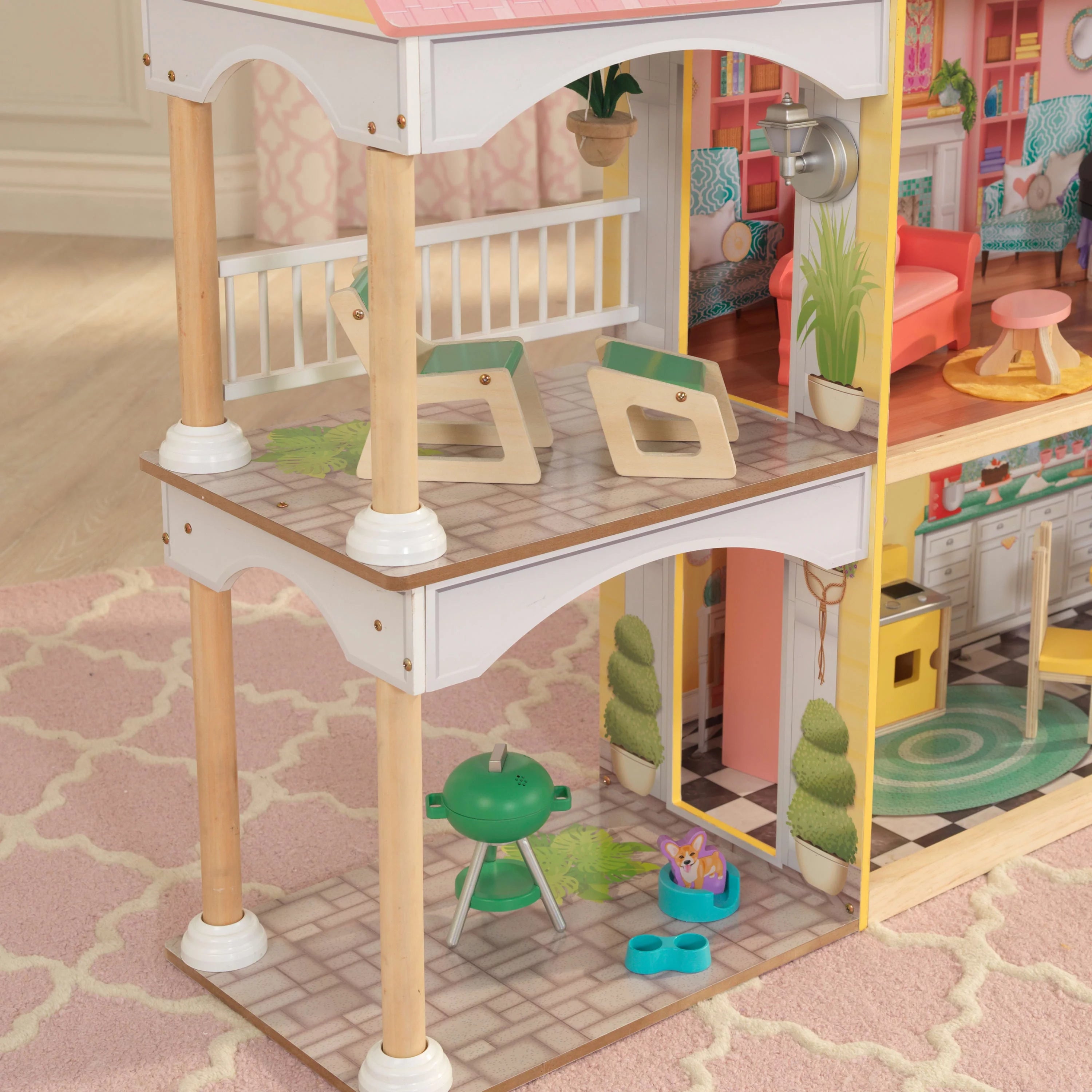 Casa de Muñecas de Madera KidKraft Lola Mansion con 30 Accesorios, Para Niños de 4 Años en Adelante