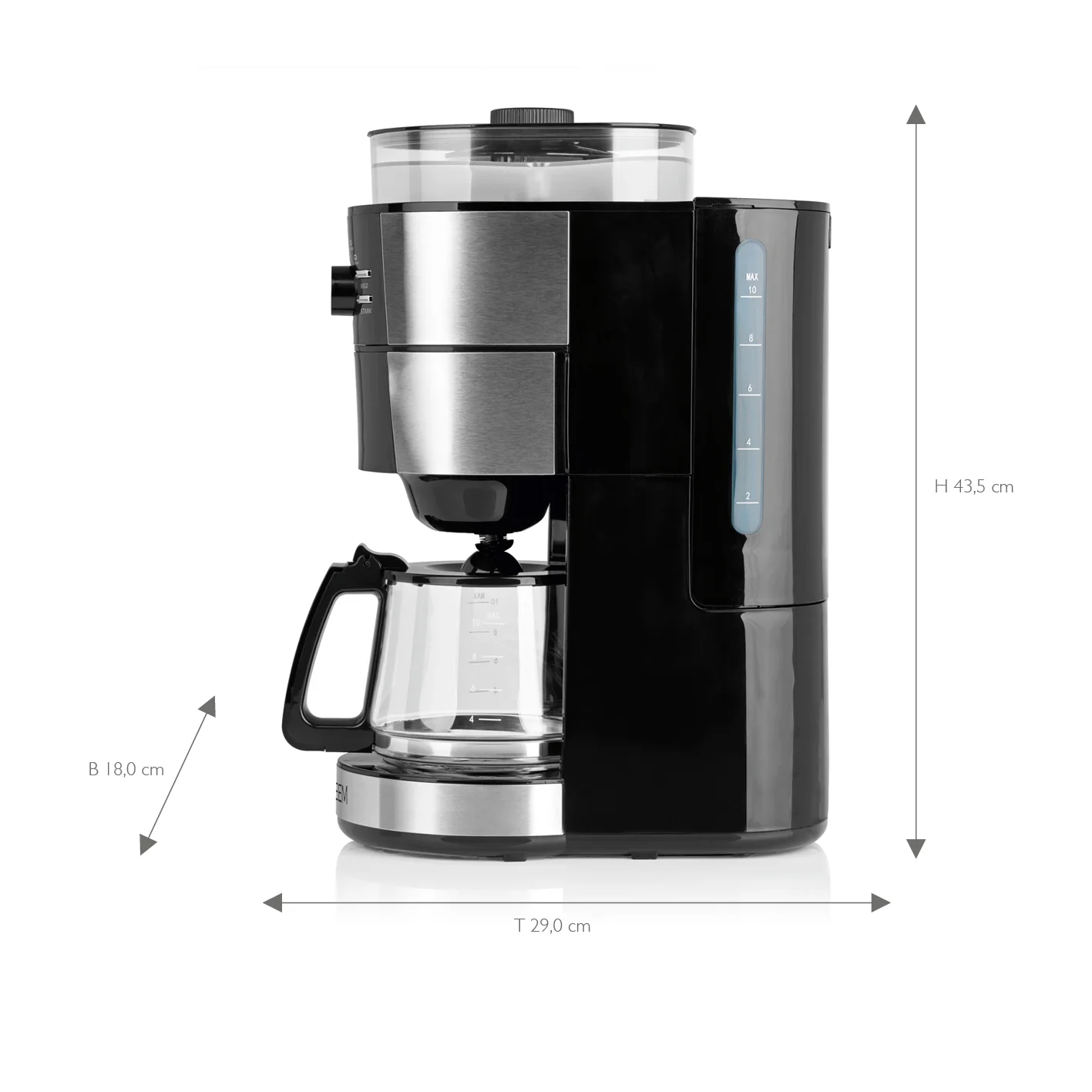 2025 FRESH-AROMA-INTENSE Cafetera de filtro con molinillo – jarra de vidrio