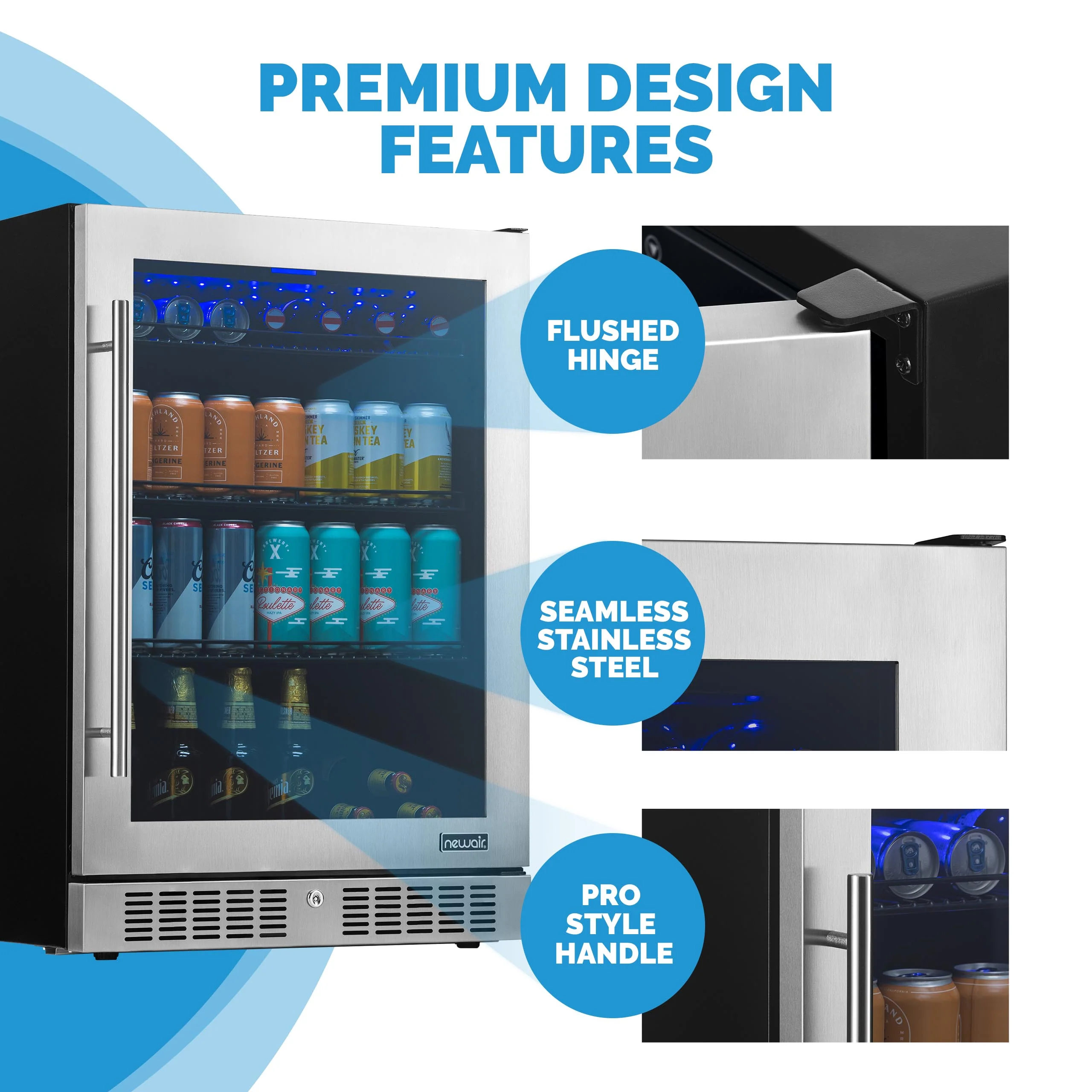 2025 Newair® Refrigerador de Bebidas Empotrable en Acero Inoxidable – 224 Latas – 24