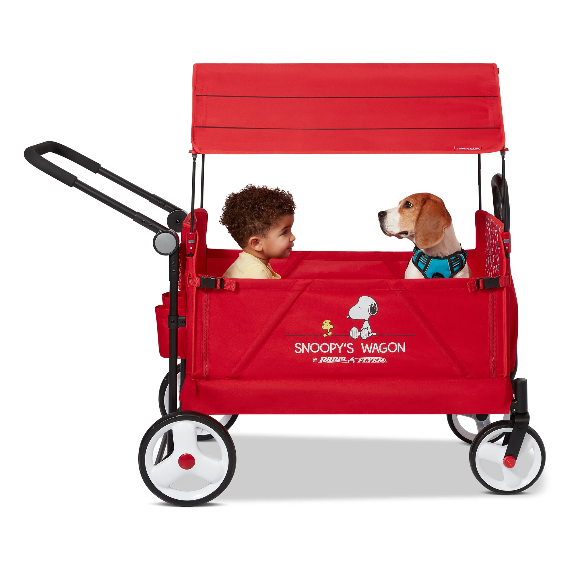 2025 Carrito Snoopy™ Peanuts™ – Paseos para Niños y Mascotas, Asientos Divertidos, Techo Rojo Icónico, Calidad Radio Flyer