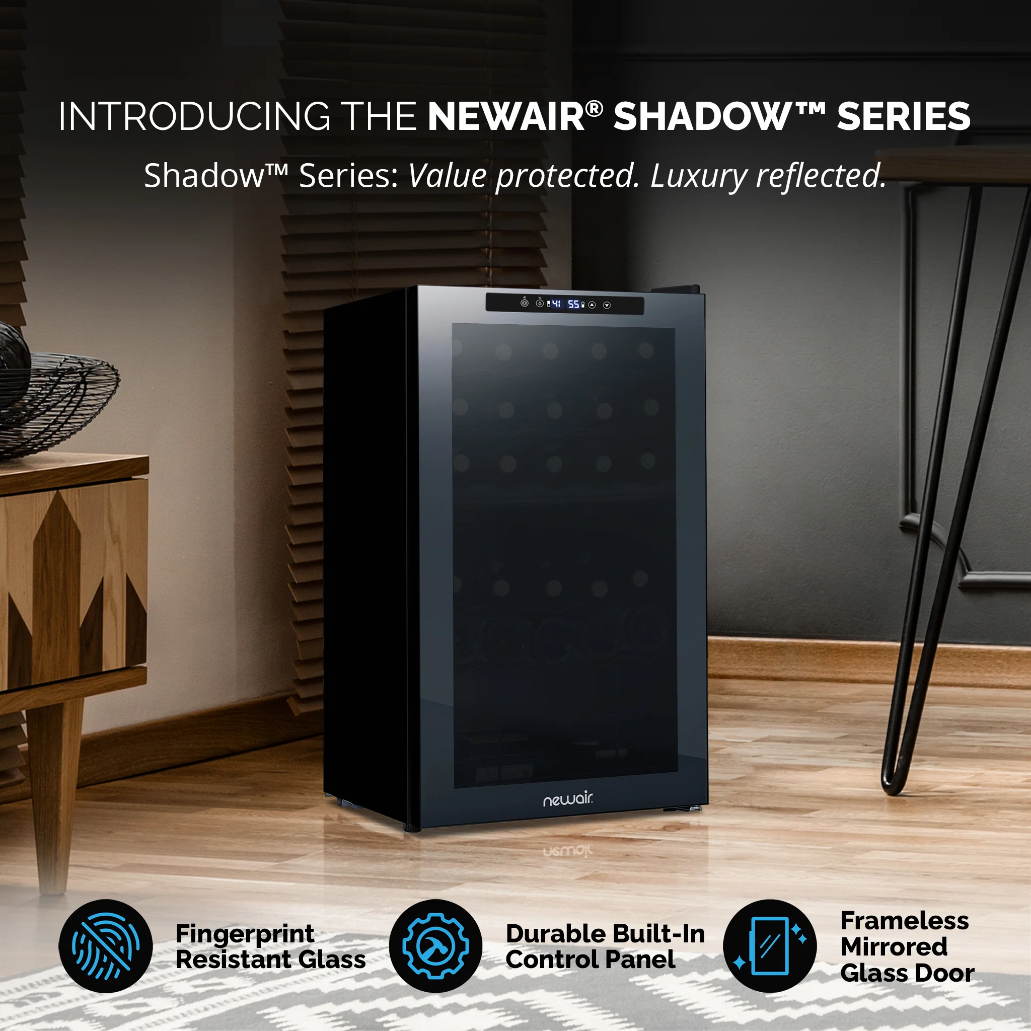 2025 Refrigerador de Vinos Independiente Newair® Negro – 33 Botellas, Doble Zona – 19,5