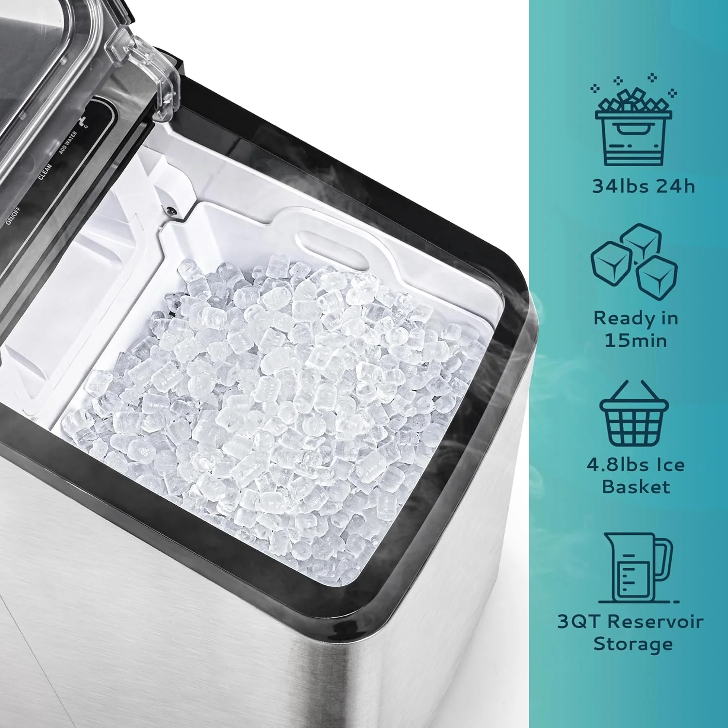 2025 Máquina de hielo con compresor de alta eficiencia EUHOMY 18'' – Hielo tipo Nugget masticable, compacta y potente