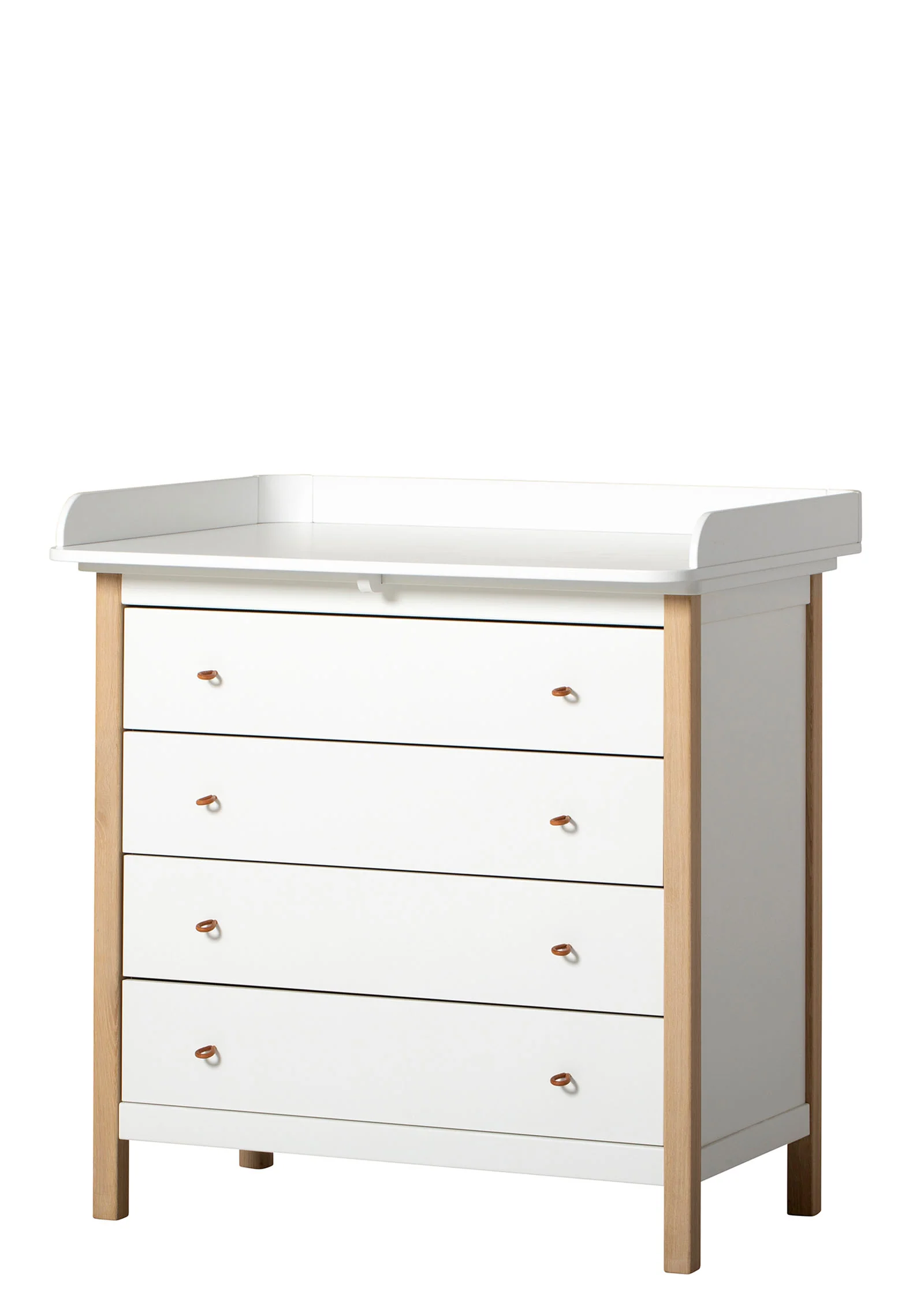2025 Cómoda con cambiador 'Wood' con 4 cajones, blanco / roble