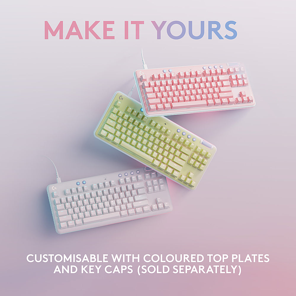 Logitech – Teclado Gaming Mecánico Cableado TKL G713 Aurora Collection con Interruptores Lineales para PC/Mac, con Reposa Palmas Incluido – Blanco Niebla