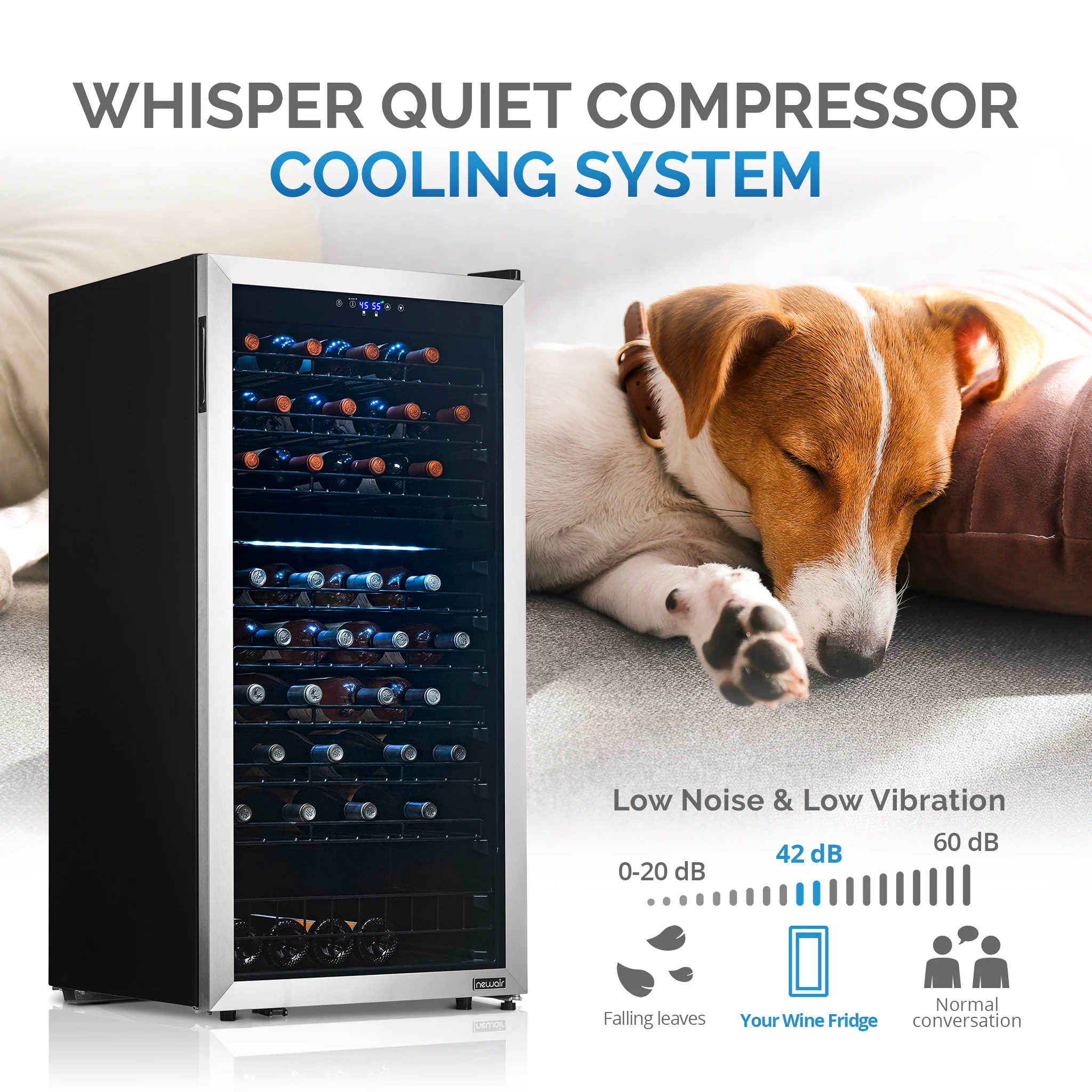 2025 Refrigerador de Vinos Independiente Newair® de Acero Inoxidable – 76 Botellas – 23
