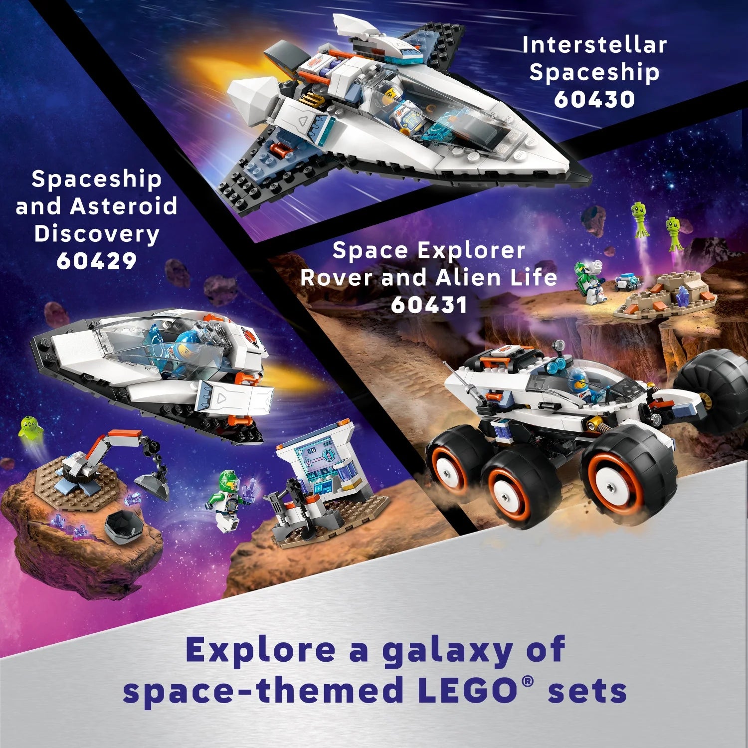 Set de Construcción LEGO City Nave Espacial y Descubrimiento de Asteroides, Regalo para Niños de 4 Años en Adelante que Aman el Juego de Imaginación, Incluye 2 Minifiguras de Tripulación Espacial, Alienígena, Cristales y Grúa, 60429