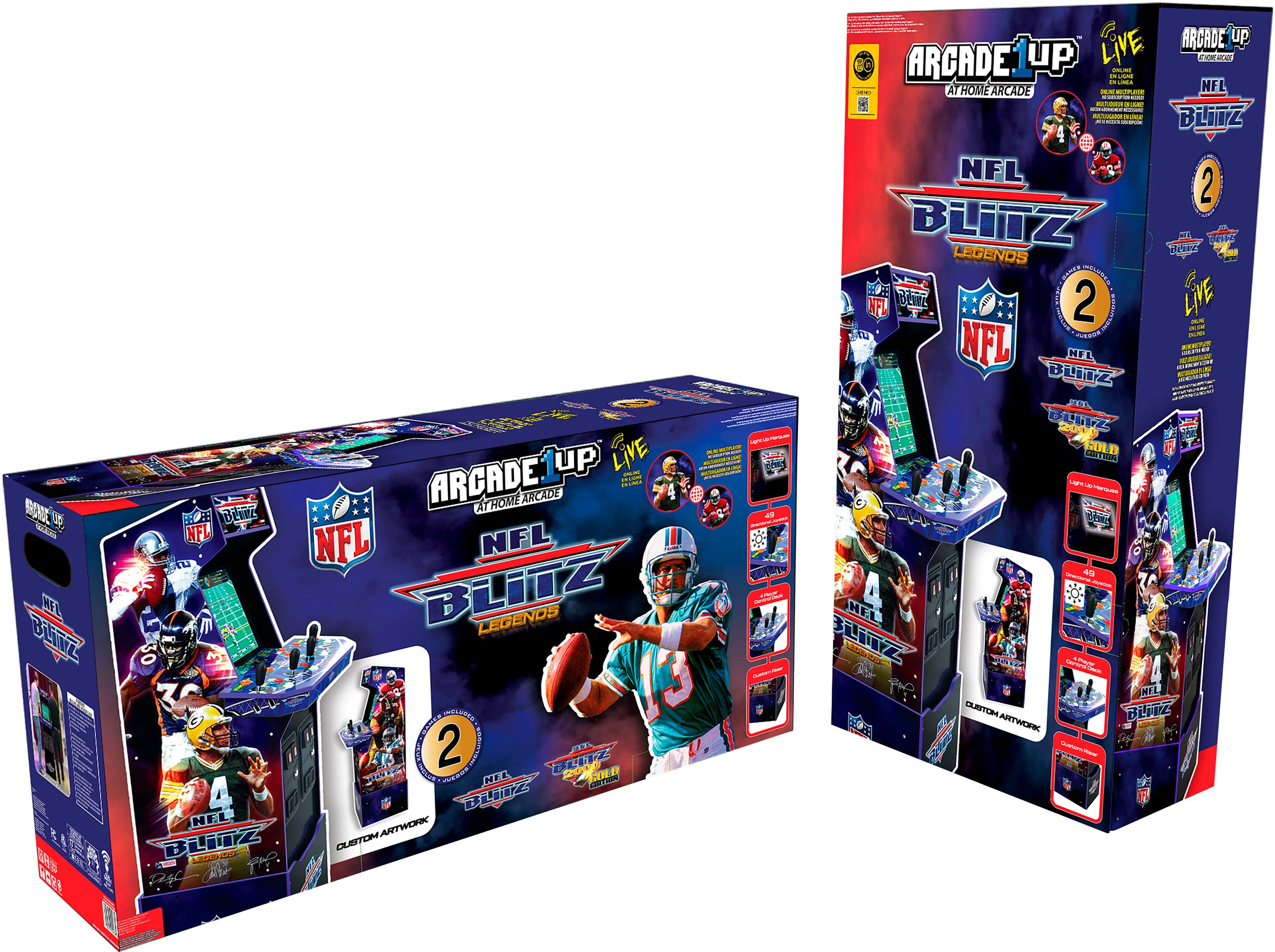 Arcade1Up – Máquina Arcade NFL Blitz con Base Elevadora y Marquesina Iluminada – Multicolor
