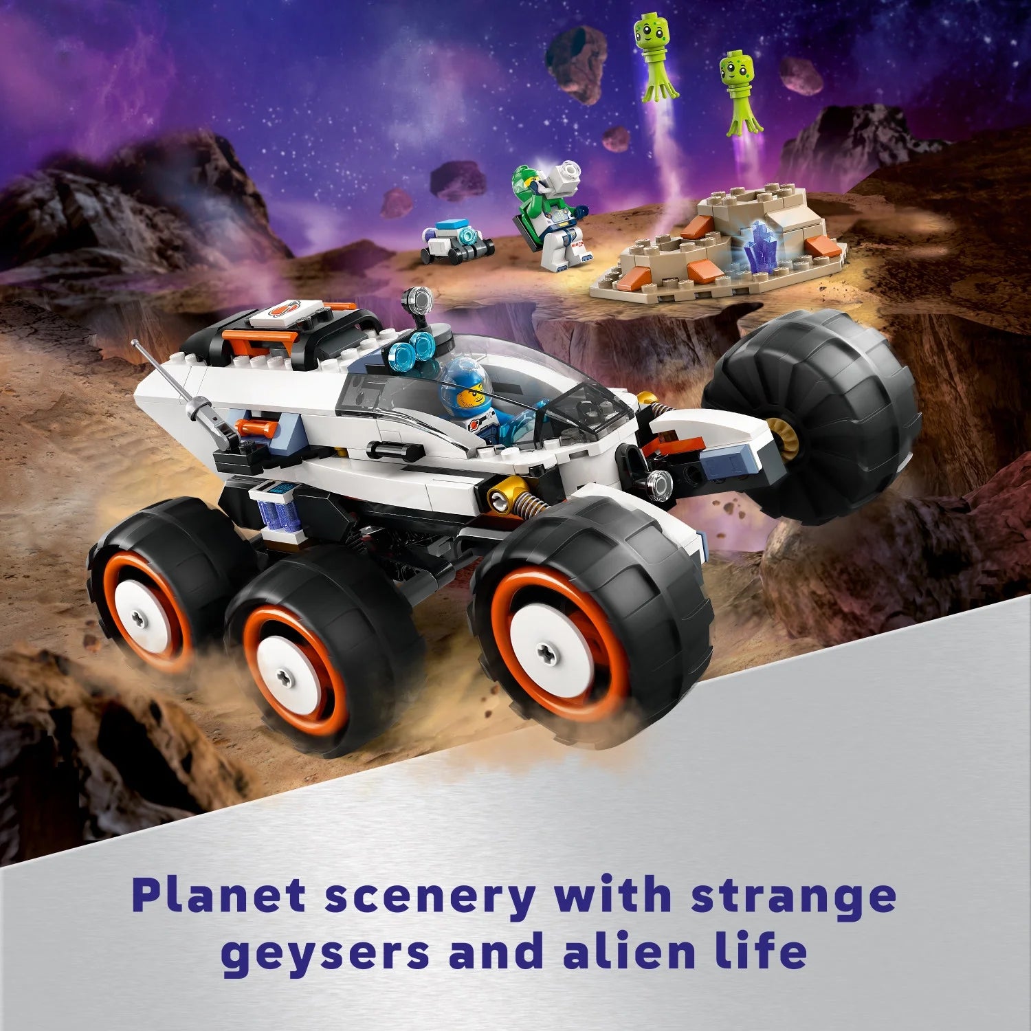 LEGO City Explorador Espacial con Rover y Vida Extraterrestre, Juguete Espacial para Niños y Niñas de 6 Años en Adelante con 2 Minifiguras, Robot y Figuras Extraterrestres, Juguete STEM de Juego Imaginativo, 60431