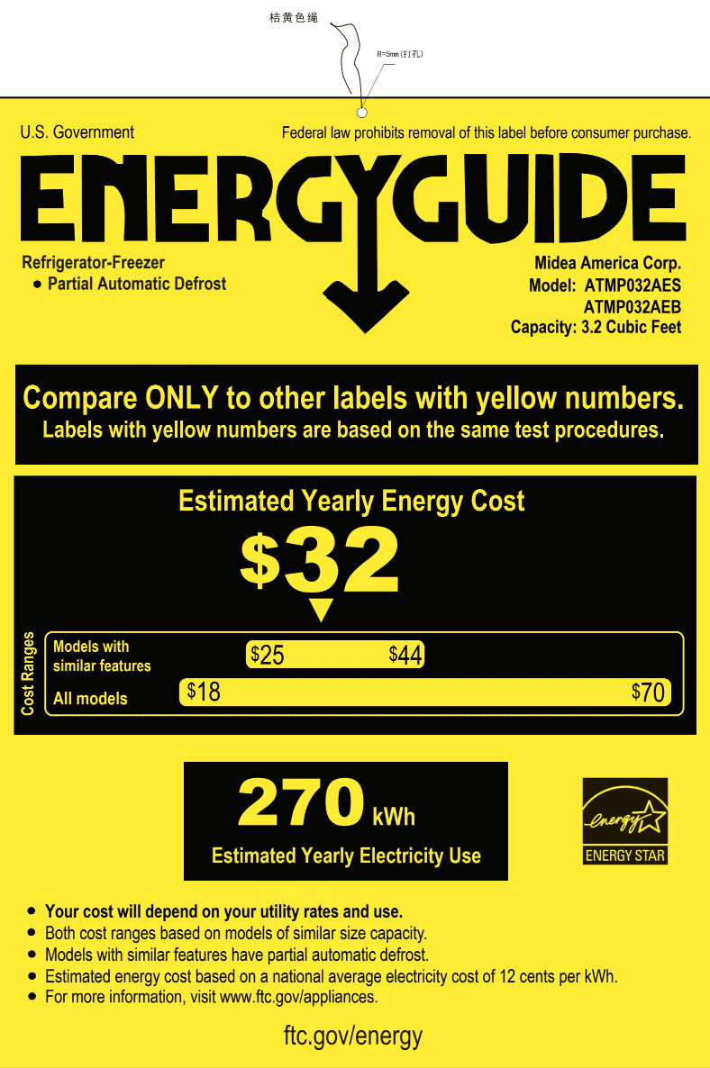 2025 Arctic King 3.2 pies³ - Refrigerador compacto de dos puertas con congelador, negro