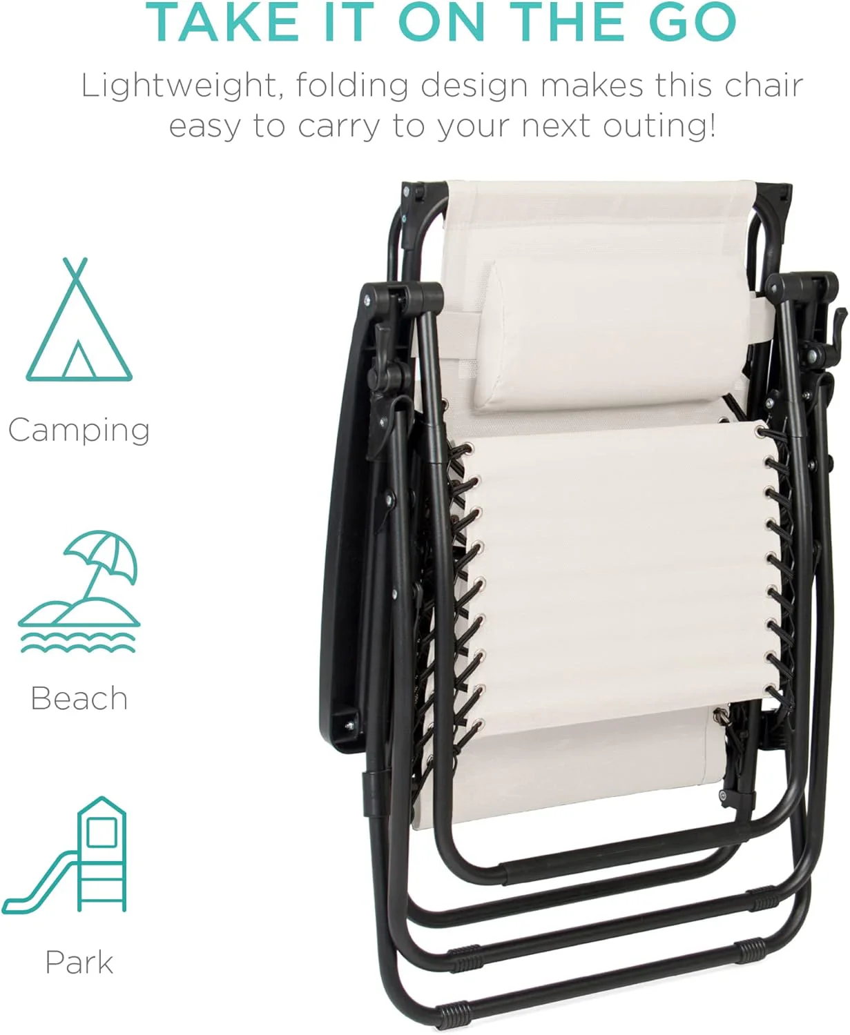 Best Choice Products – Silla Reclinable de Patio con Gravedad Cero, Ajustable y Plegable para Exteriores con Dosel, Almohada Cervical y Bandeja Lateral, Textileno – Azul Pavo Real