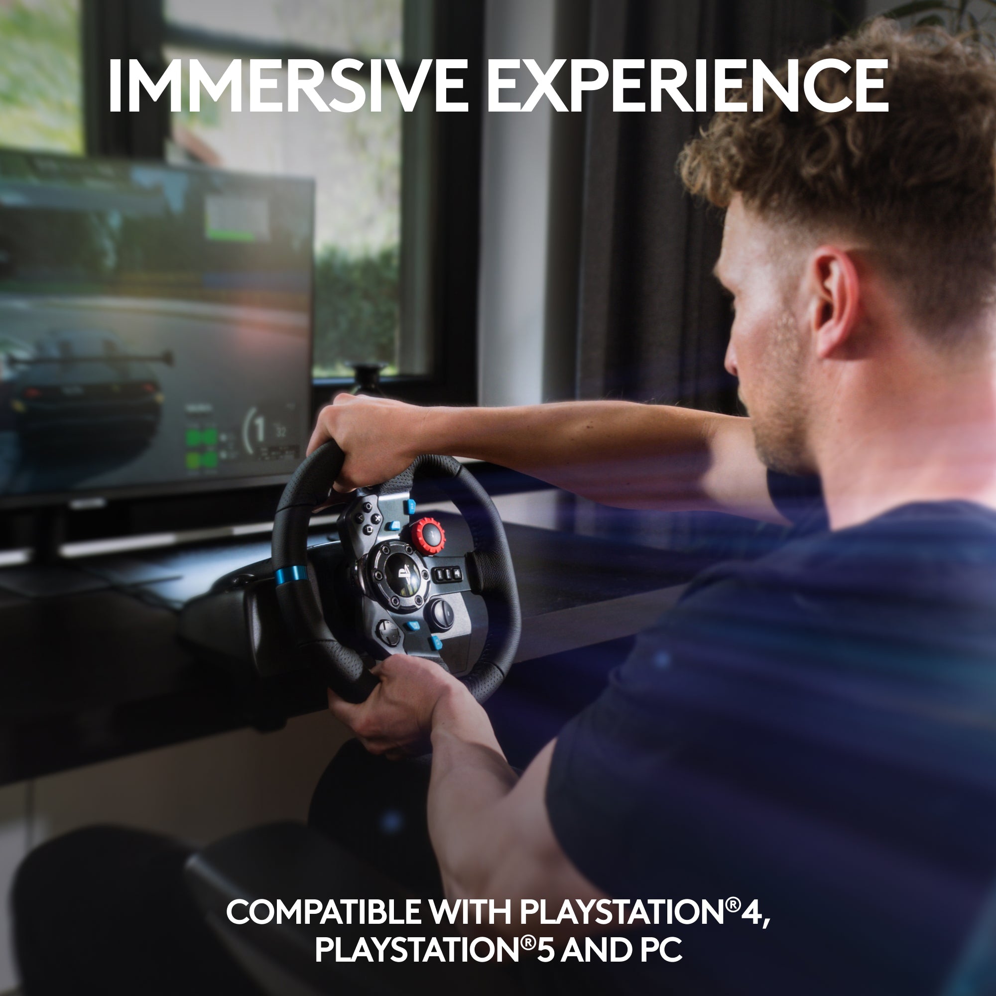 Logitech – Volante de Carreras G29 Driving Force y Pedales de Piso para PS5, PS4, PC, Mac – Negro